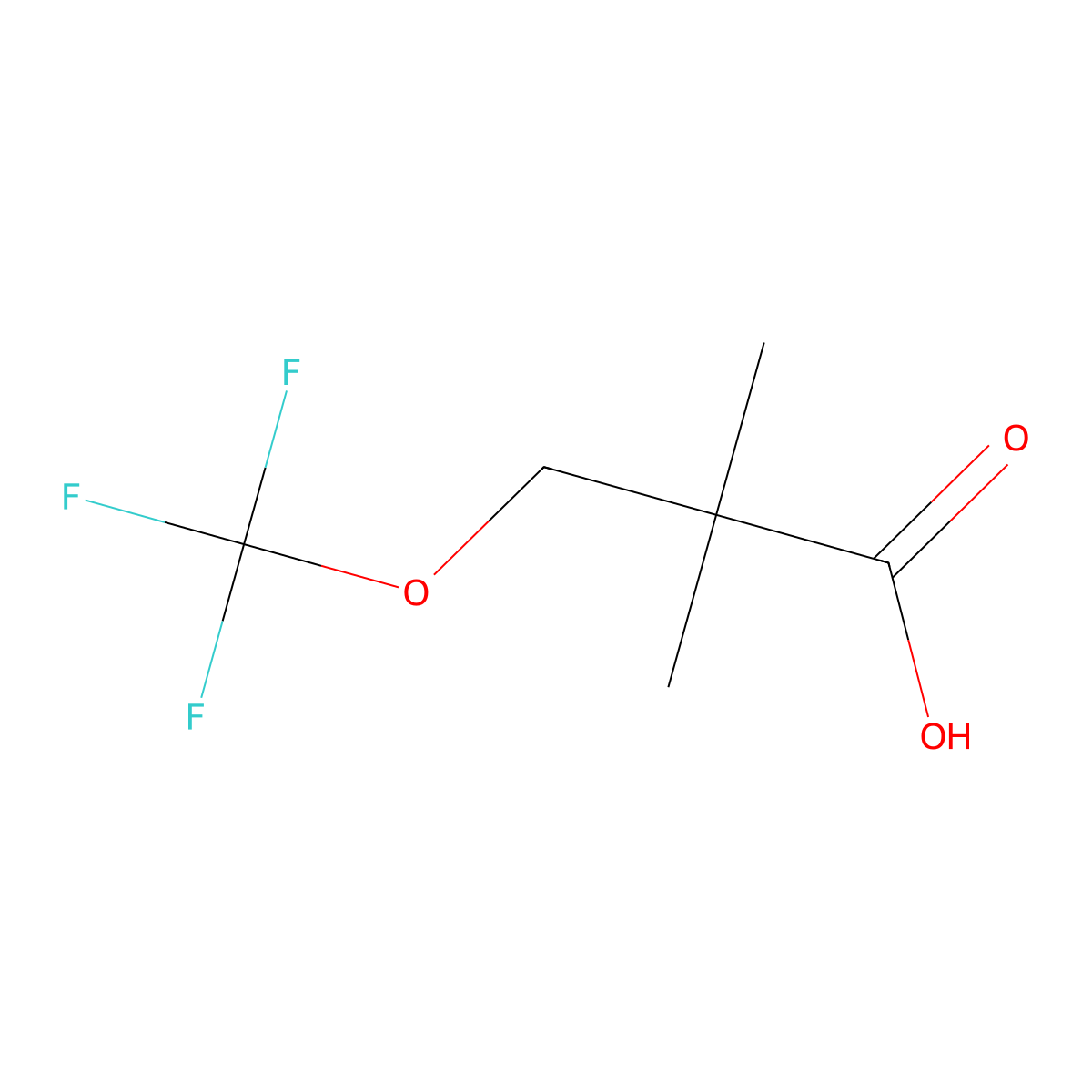 2,2-Dimethyl-3-(trifluoromethoxy)propanoic acid molecular structure, CAS 1408279-13-9