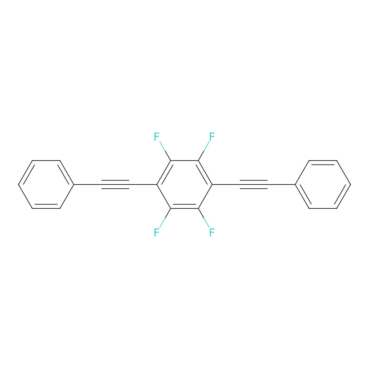 1,2,4,5-Tetrafluoro-3,6-bis(2-phenylethynyl)benzene molecular structure, CAS 1408279-25-3