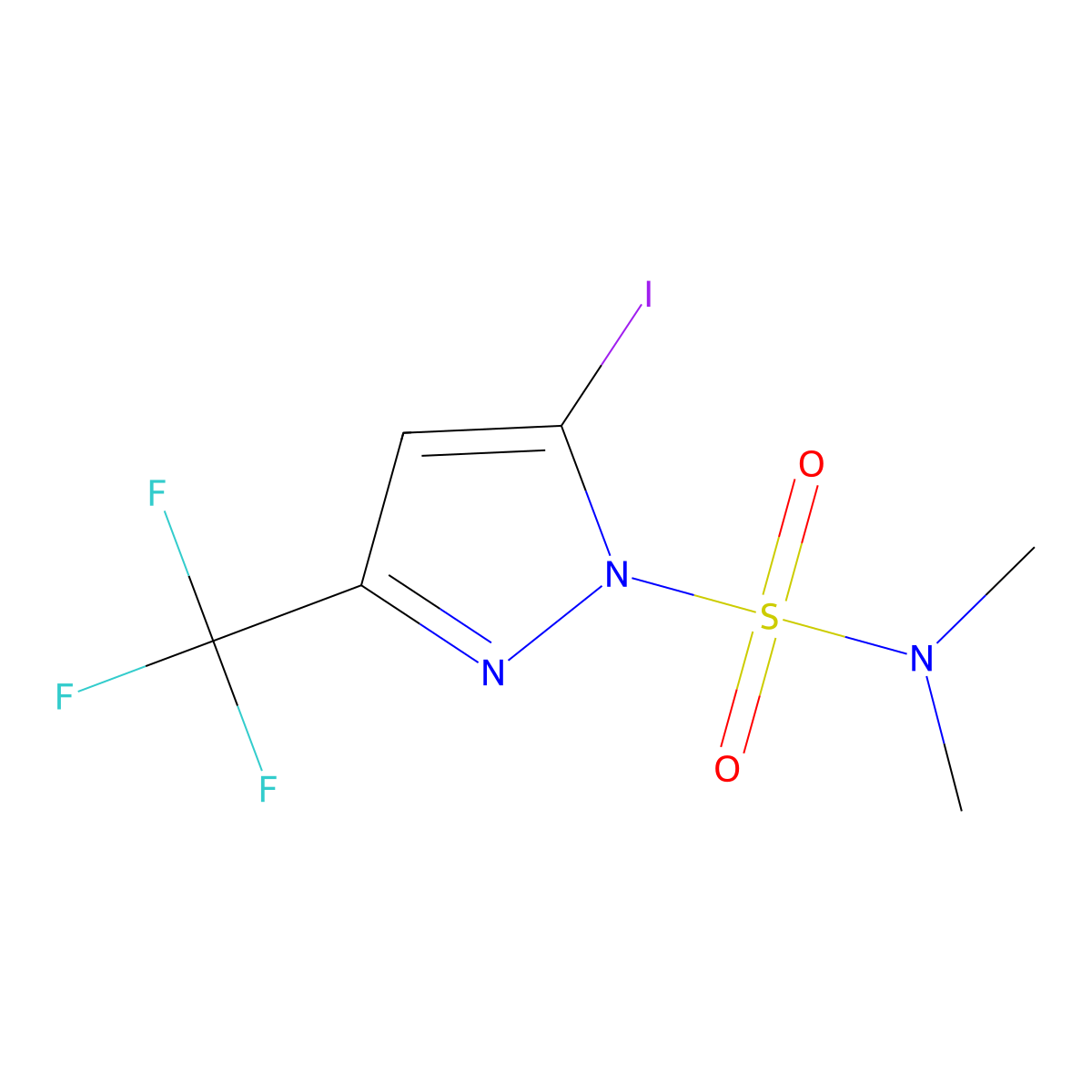 5-Iodo-N,N-dimethyl-3-(trifluoromethyl)-1H-pyrazole-1-sulfonamide molecular structure, CAS 1408279-64-0