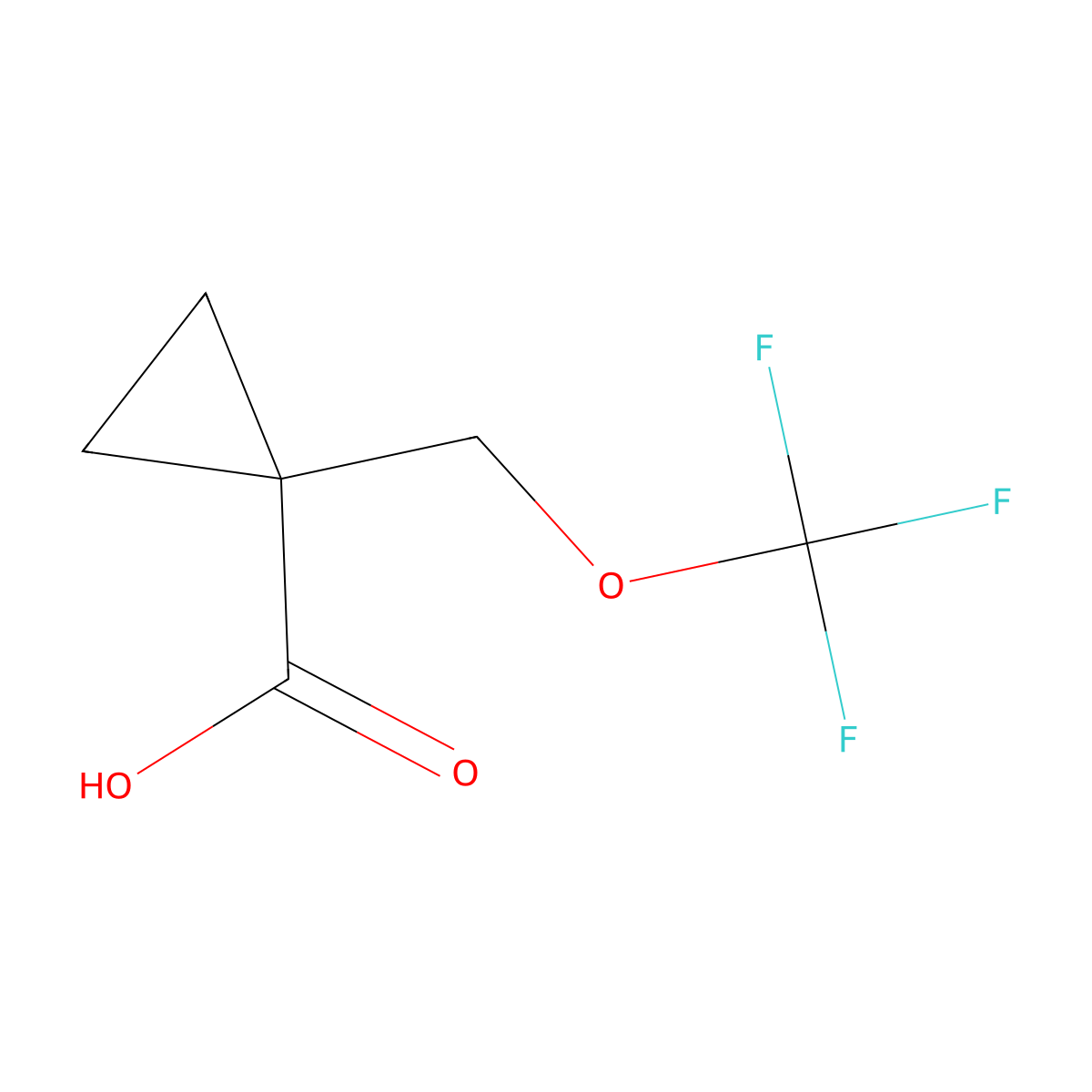 1-Trifluoromethoxymethyl-cyclopropanecarboxylic acid molecular structure, CAS 1408279-84-4