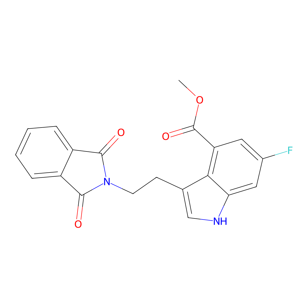 Methyl 3-(2-(1,3-dioxoisoindolin-2-yl)ethyl)-6-fluoro-1H-indole-4-carboxylate molecular structure, CAS 1408282-25-6