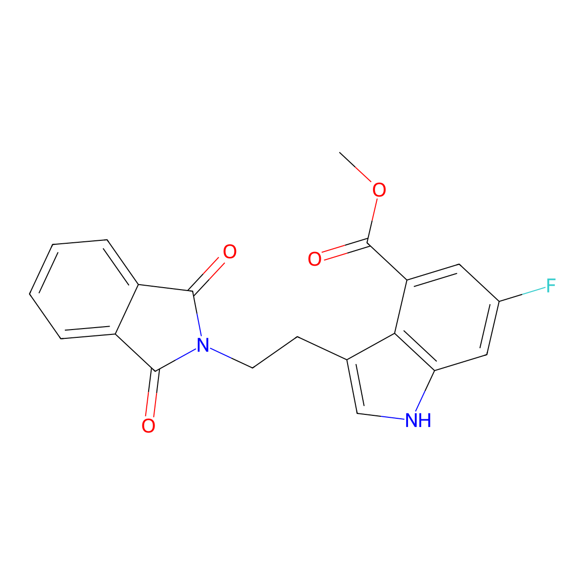 Methyl 3-(2-(1,3-dioxoisoindolin-2-yl)ethyl)-6-fluoro-1H-indole-4-carboxylate molecular structure, CAS 1408282-25-6