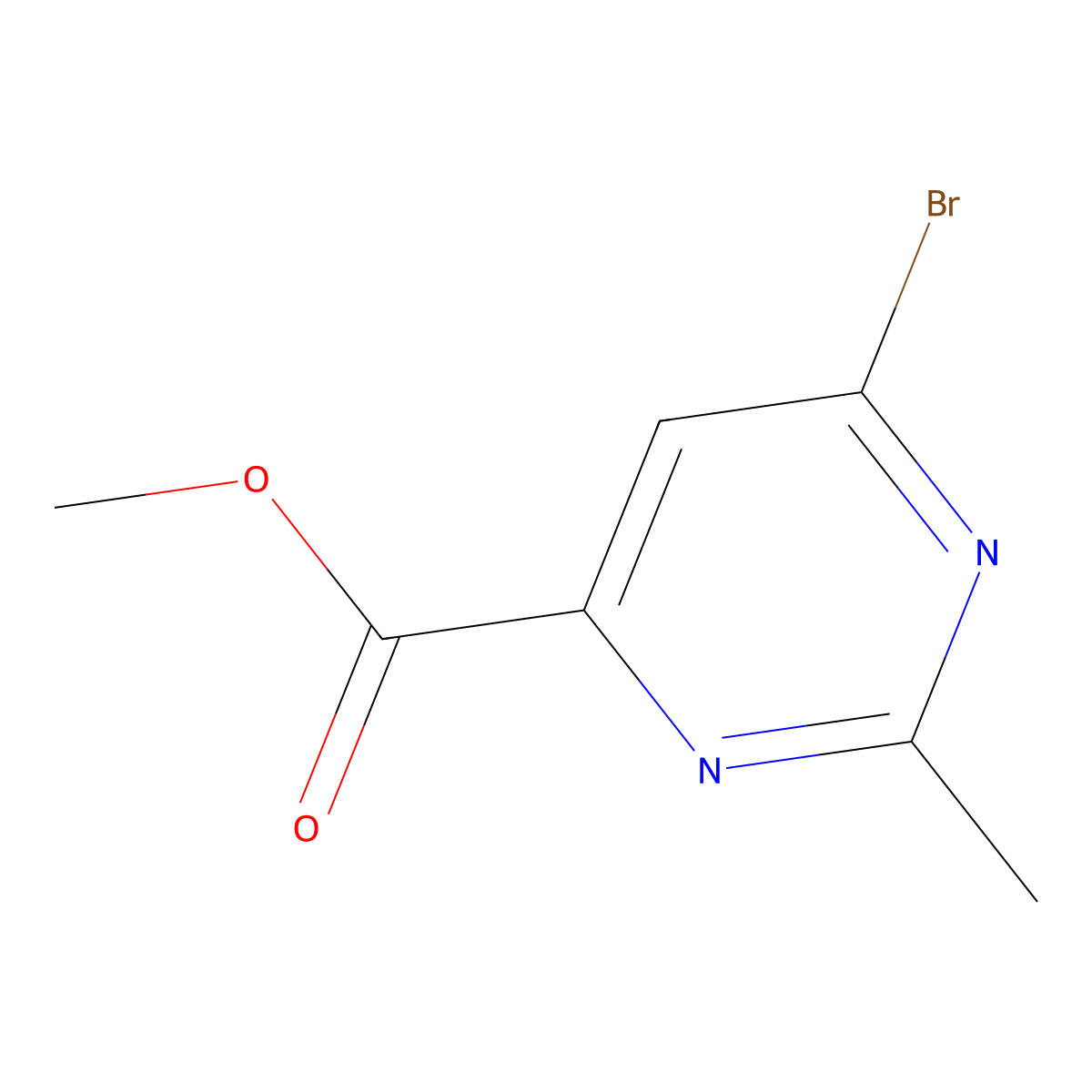 Methyl 6-bromo-2-methylpyrimidine-4-carboxylate molecular structure, CAS 1408333-23-2