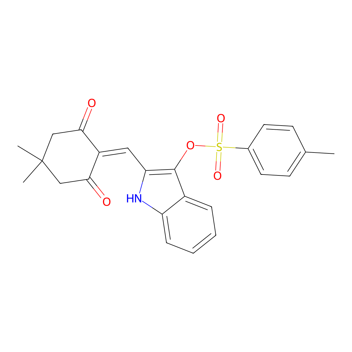 2-[(4,4-dimethyl-2,6-dioxocyclohexylidene)methyl]-1H-indol-3-yl 4-methylbenzenesulfonate molecular structure, CAS 140836-26-6