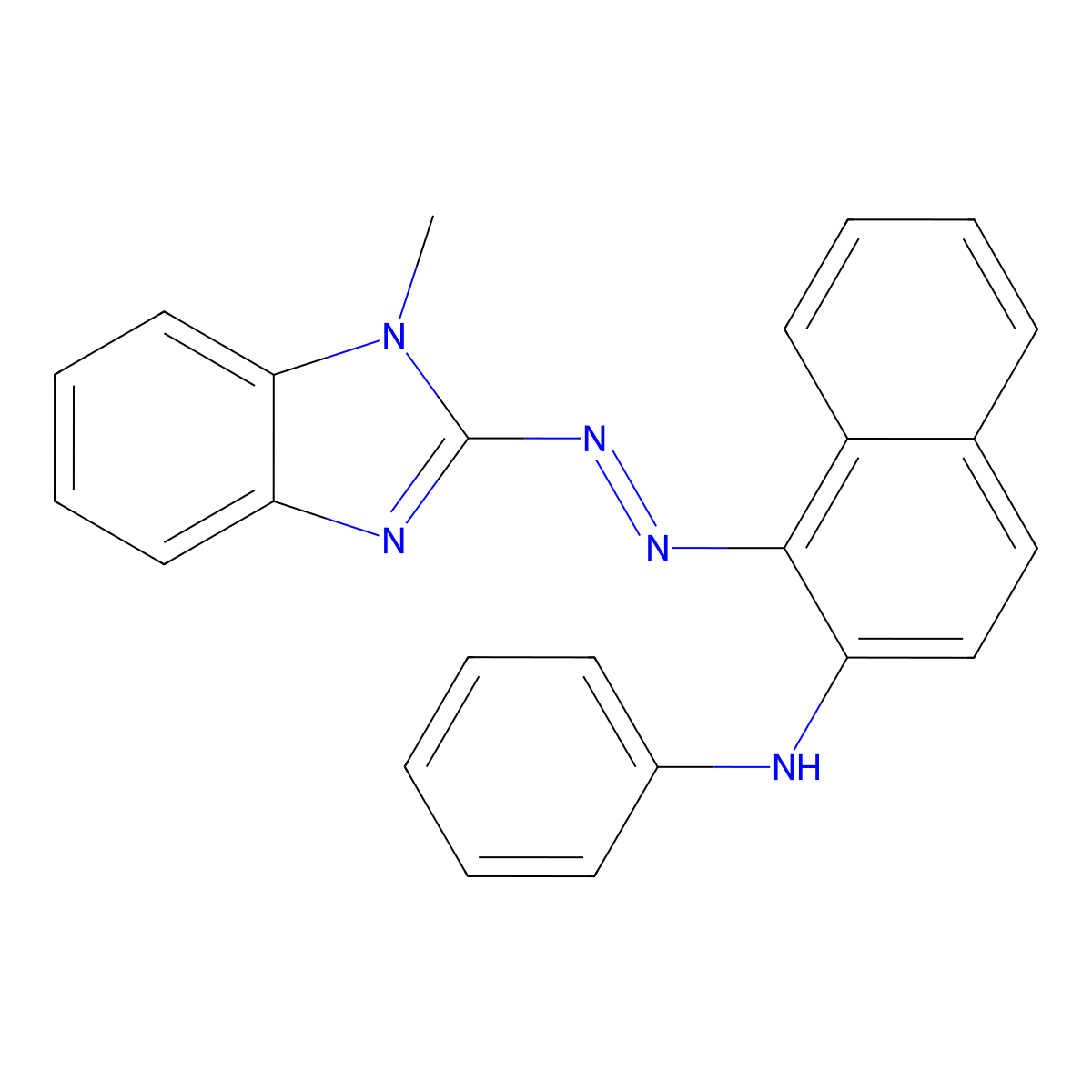2-Naphthalenamine, 1-[(1-methyl-1H-benzimidazol-2-yl)azo]-N-phenyl- molecular structure, CAS 140836-28-8