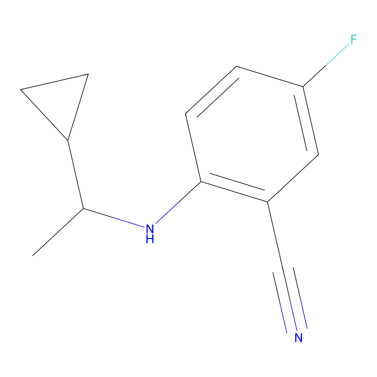 2-[(1-Cyclopropylethyl)amino]-5-fluorobenzonitrile molecular structure, CAS 1408363-67-6