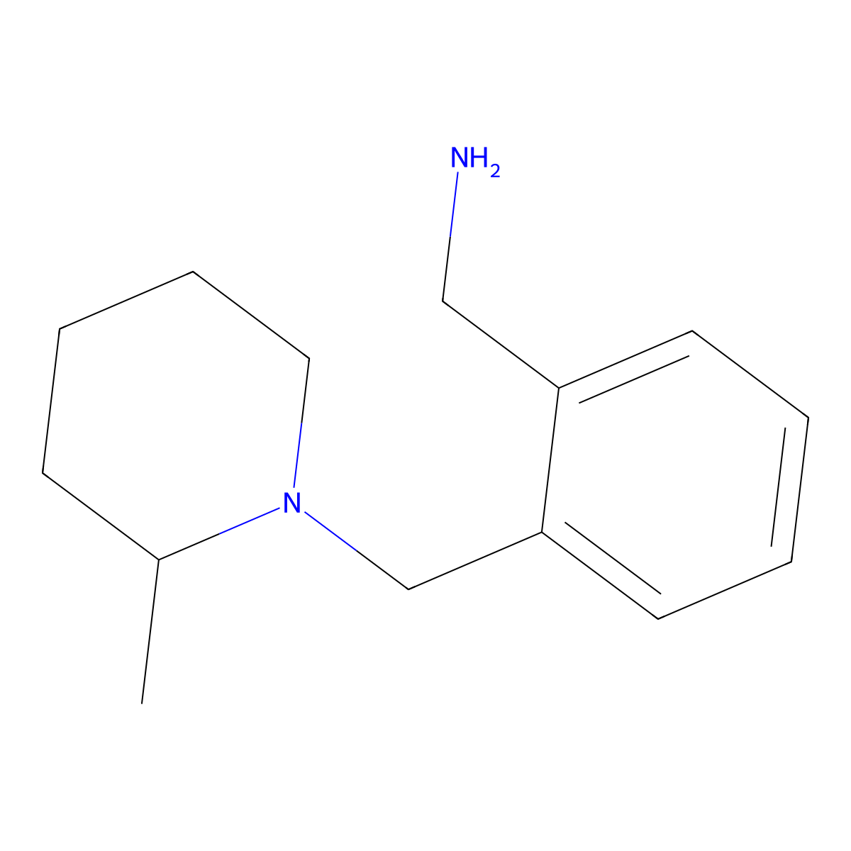 (2-((2-Methylpiperidin-1-yl)methyl)phenyl)methanamine molecular structure, CAS 140837-26-9