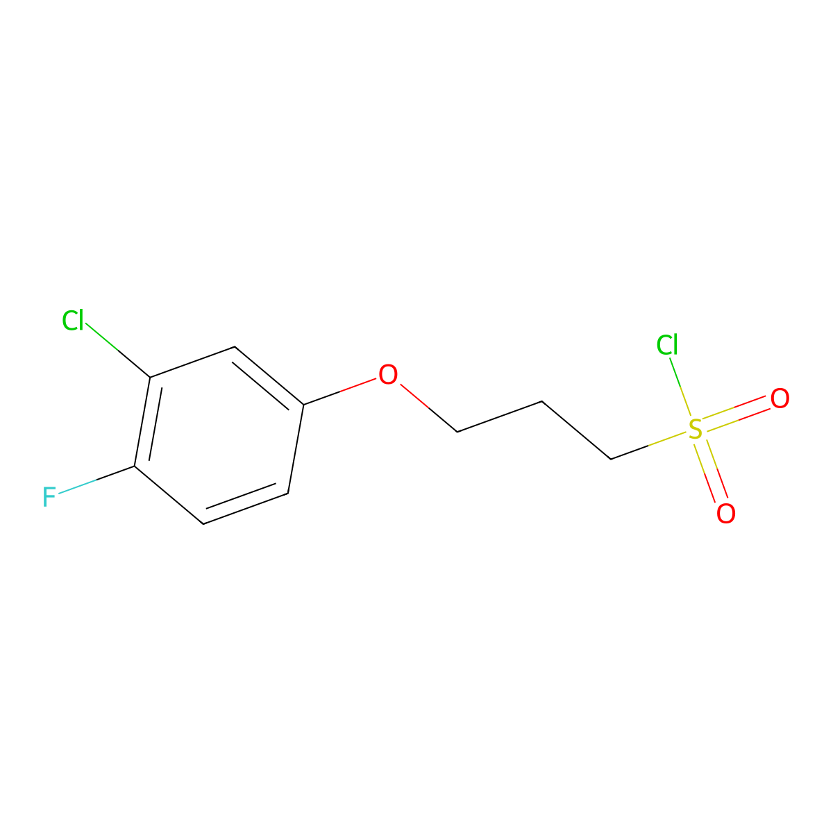 3-(3-Chloro-4-fluorophenoxy)propane-1-sulfonyl chloride molecular structure, CAS 1408374-61-7