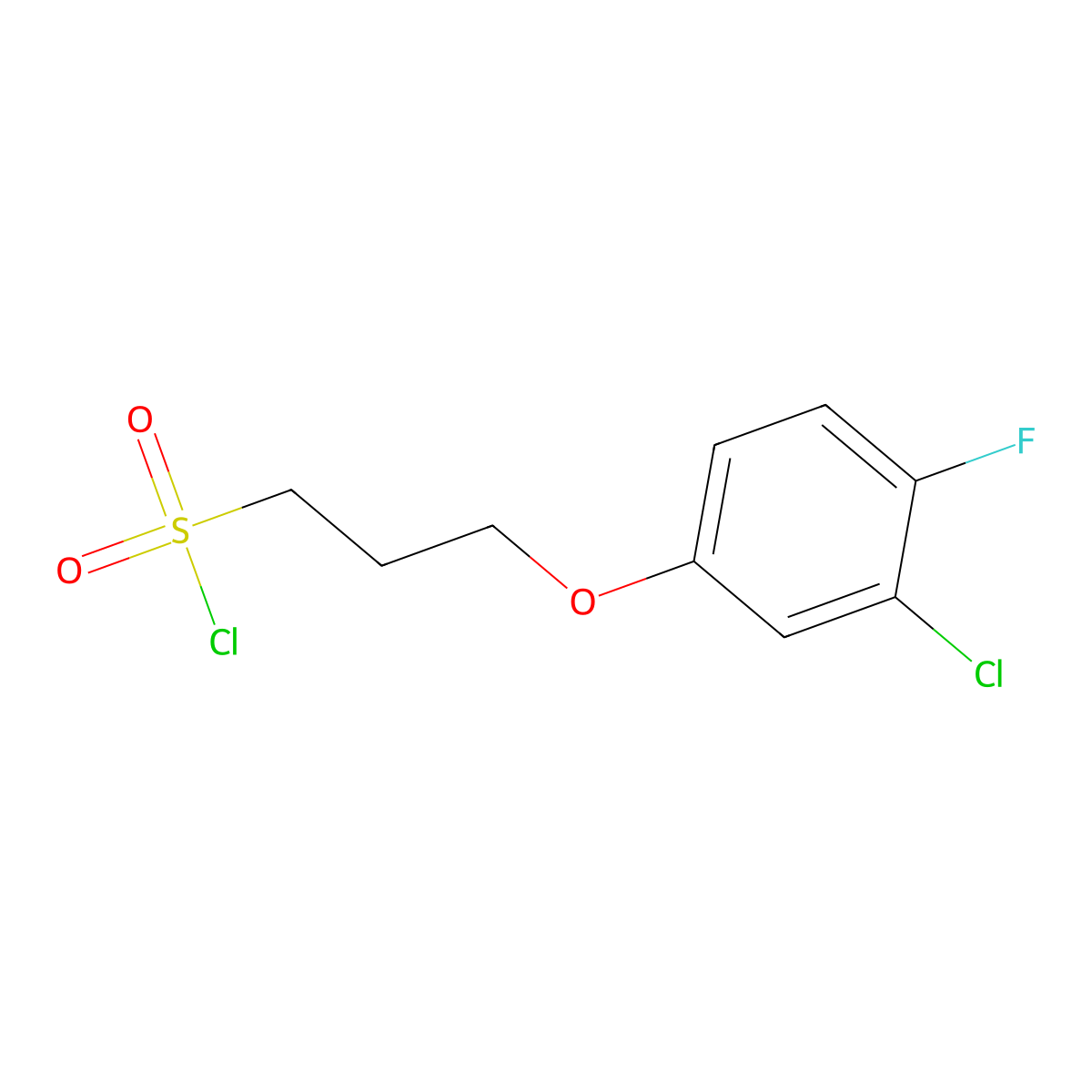 3-(3-Chloro-4-fluorophenoxy)propane-1-sulfonyl chloride molecular structure, CAS 1408374-61-7