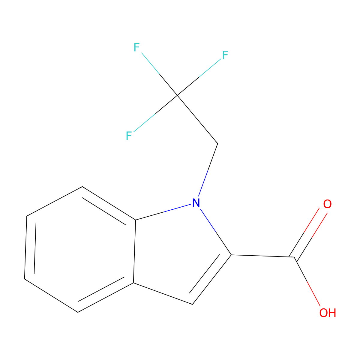 1-(2,2,2-trifluoroethyl)-1H-indole-2-carboxylic acid molecular structure, CAS 1408390-63-5