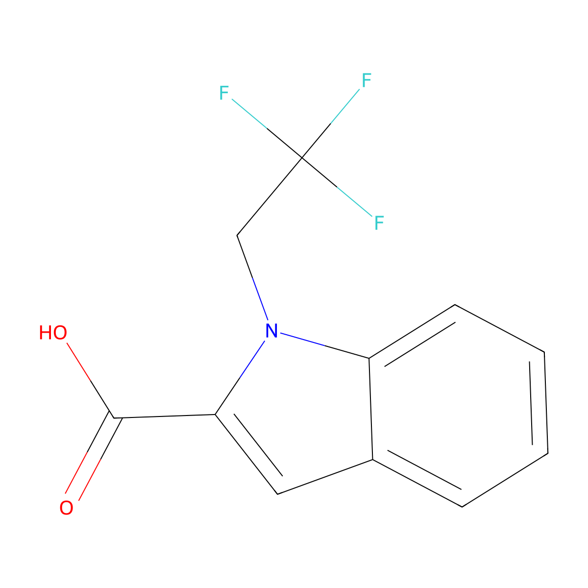 1-(2,2,2-trifluoroethyl)-1H-indole-2-carboxylic acid molecular structure, CAS 1408390-63-5