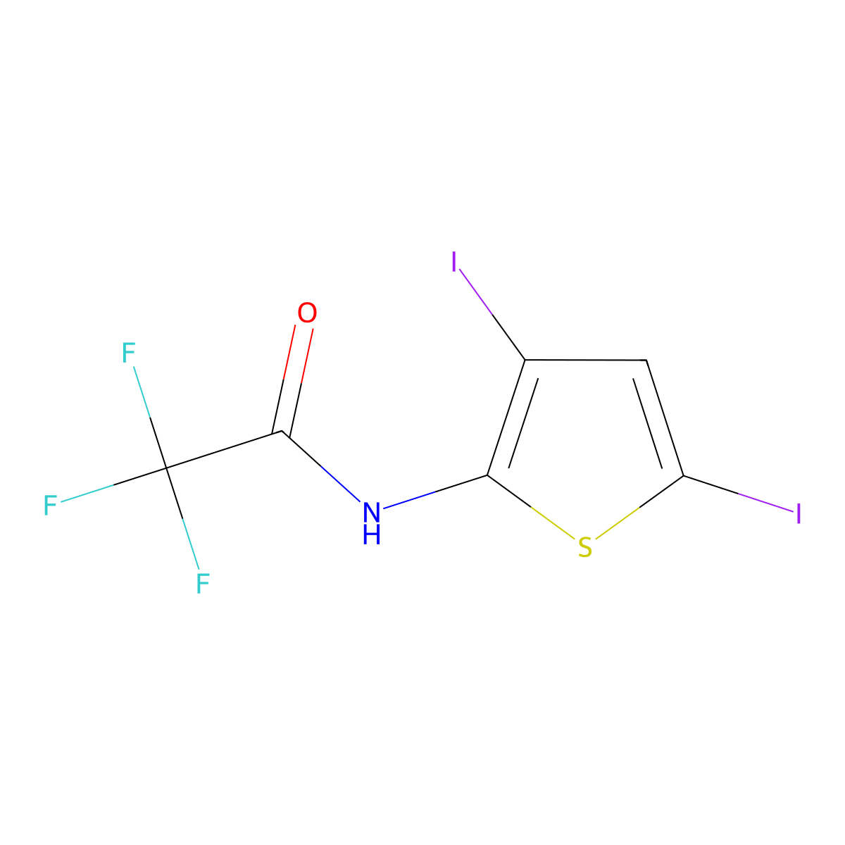 N-(3,5-diiodo-2-thienyl)-2,2,2-trifluoroacetamide molecular structure, CAS 140840-60-4
