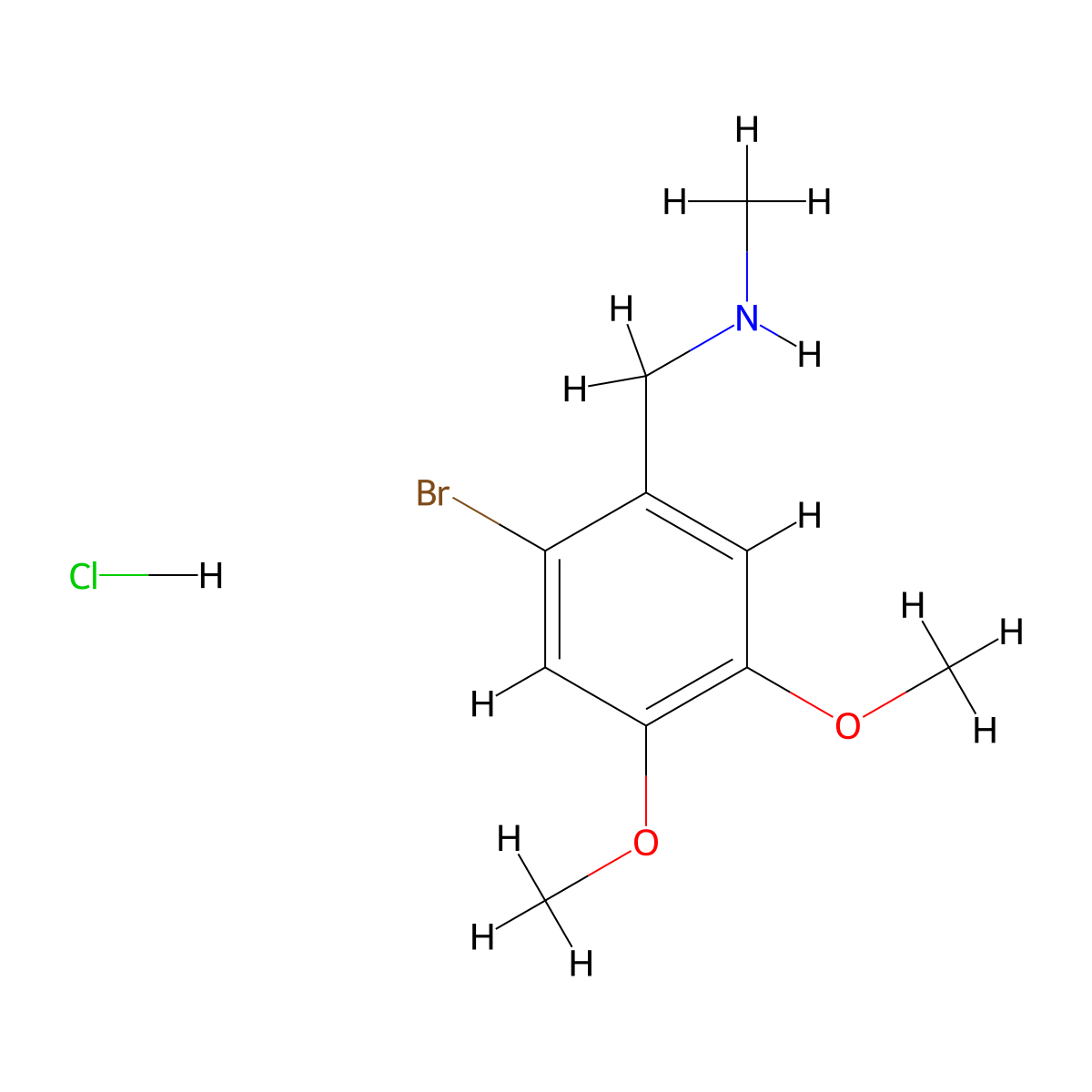 ((2-Bromo-4,5-dimethoxyphenyl)methyl)(methyl)amine hydrochloride molecular structure, CAS 140843-58-9