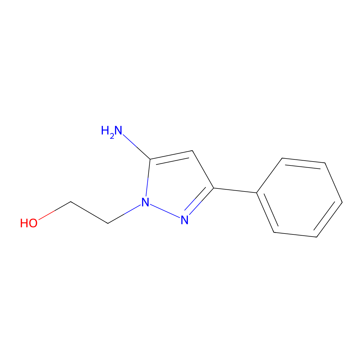 2-(5-amino-3-phenyl-1H-pyrazol-1-yl)ethan-1-ol molecular structure, CAS 14085-42-8