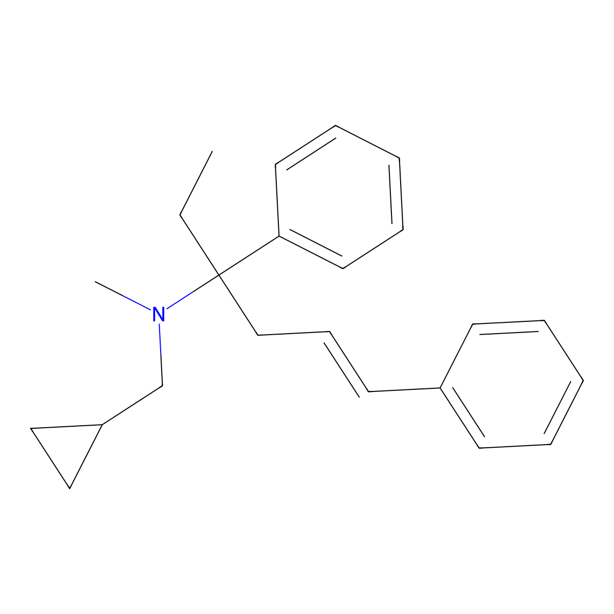 (+)-N-(Cyclopropylmethyl)-alpha-ethyl-N-methyl-alpha-((2E)-3-phenyl-2-propen-1-yl)benzenemethanamine molecular structure, CAS 140850-73-3