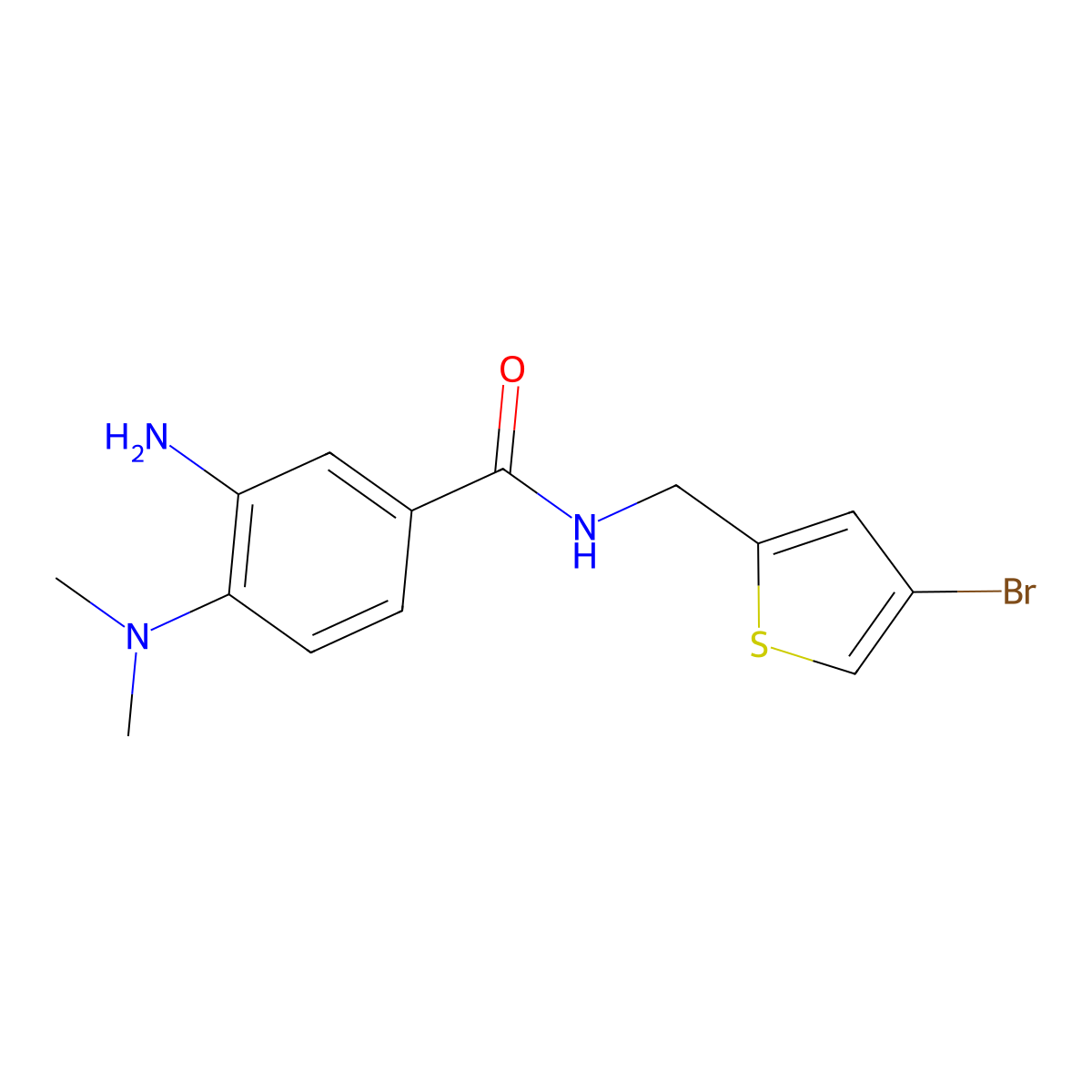 3-amino-N-[(4-bromothiophen-2-yl)methyl]-4-(dimethylamino)benzamide molecular structure, CAS 1408589-53-6