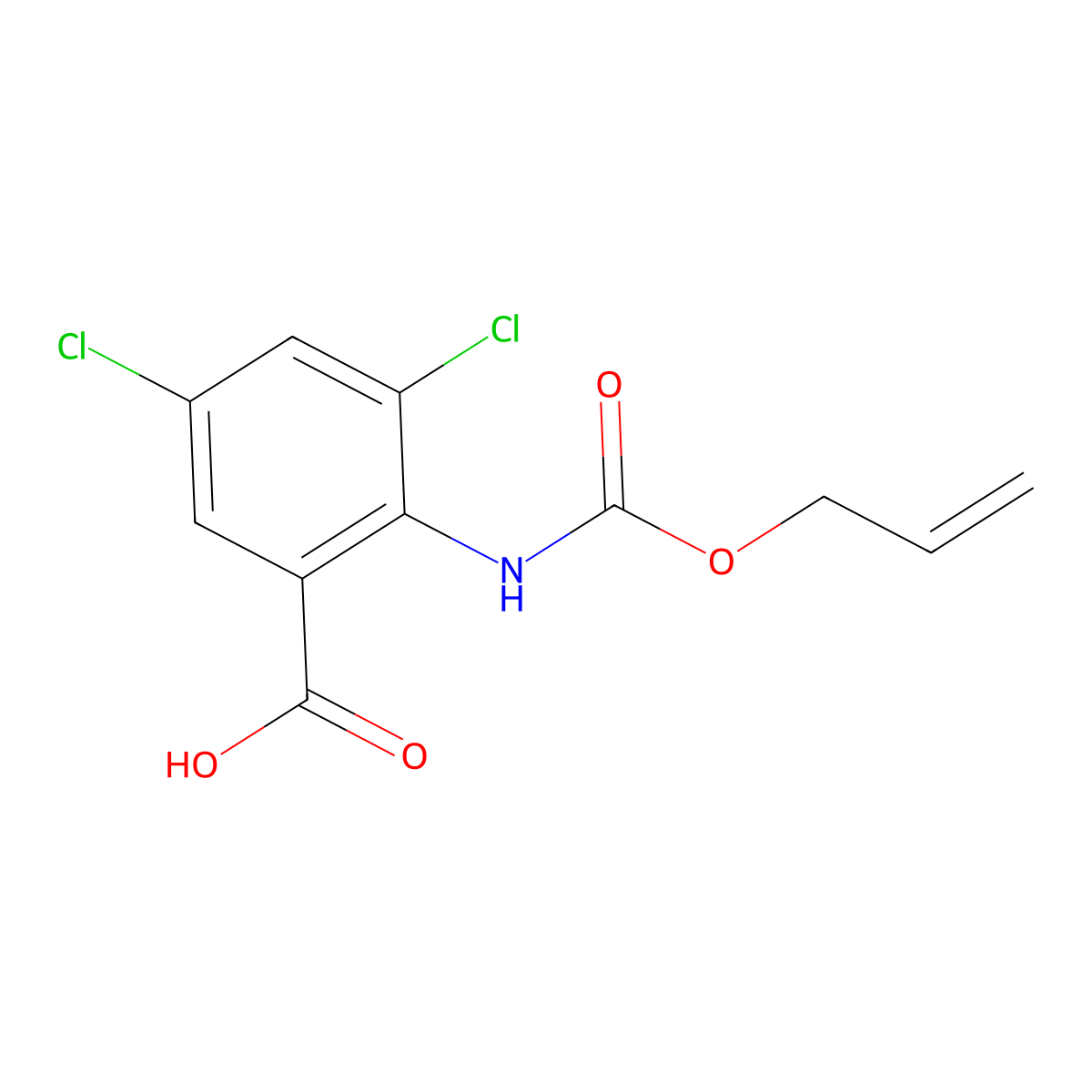 3,5-Dichloro-2-{[(prop-2-en-1-yloxy)carbonyl]amino}benzoic acid molecular structure, CAS 1408592-38-0