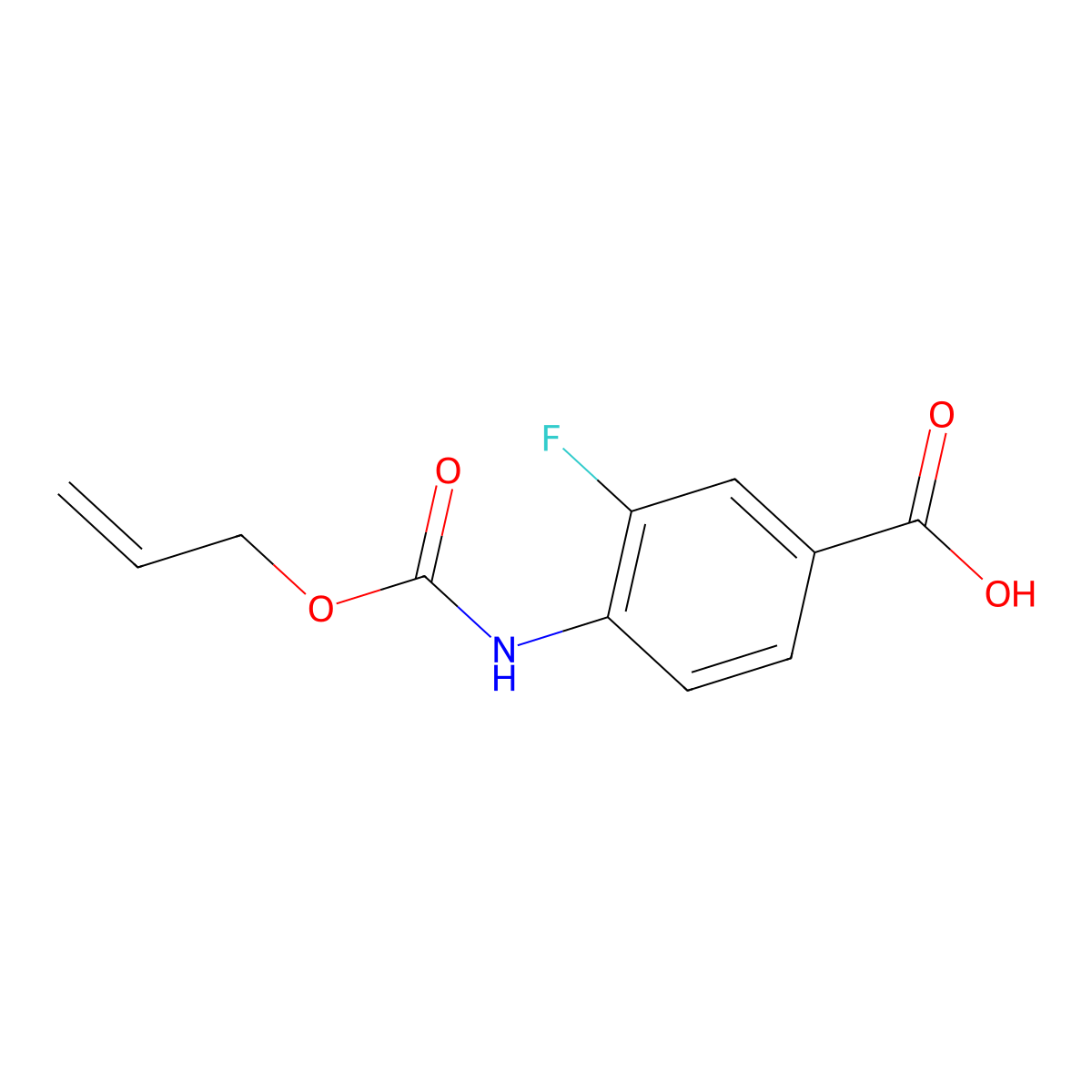 3-Fluoro-4-{[(prop-2-en-1-yloxy)carbonyl]amino}benzoic acid molecular structure, CAS 1408592-45-9
