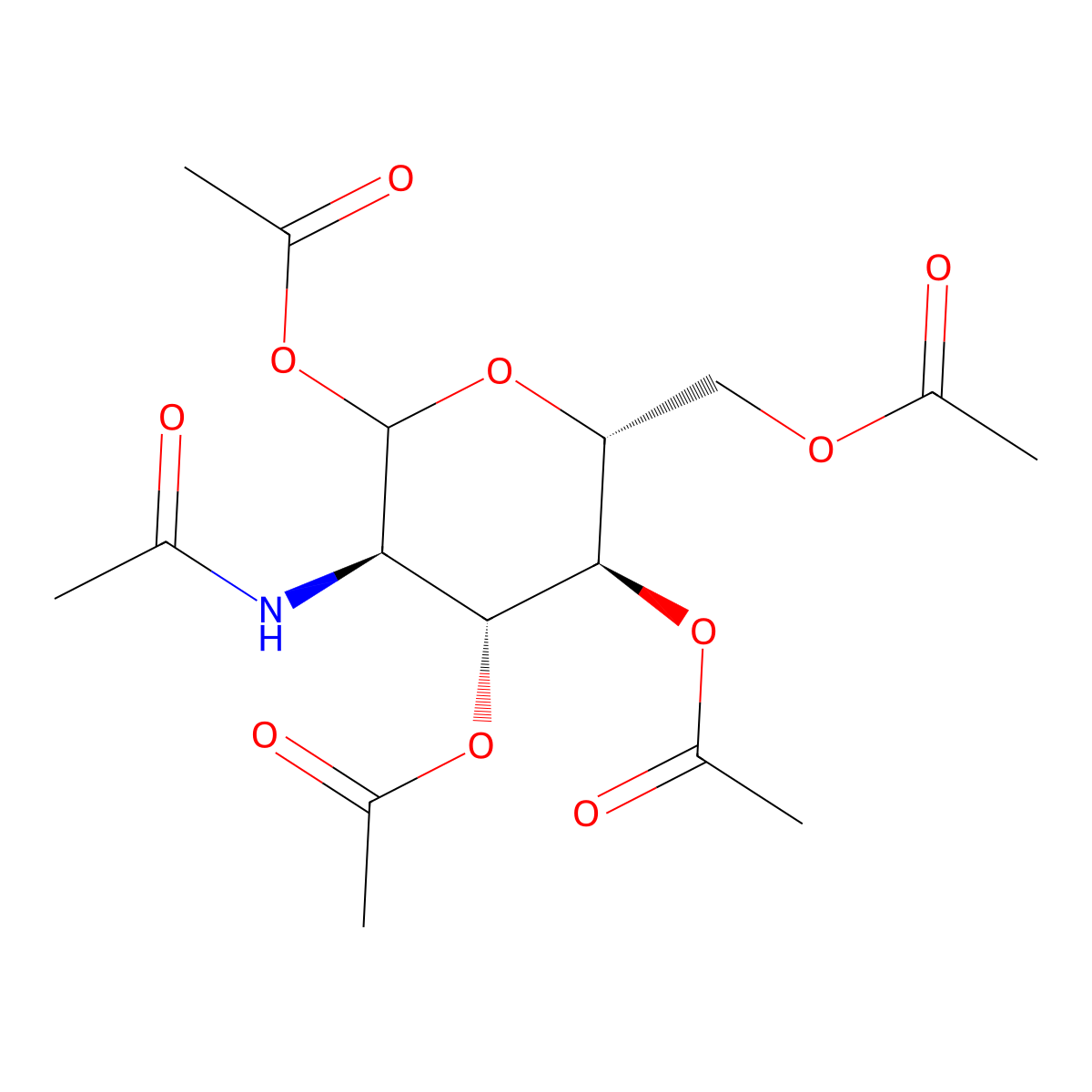 D-Glucopyranose, 2-(acetylamino)-2-deoxy-, 1,3,4,6-tetraacetate molecular structure, CAS 14086-90-9