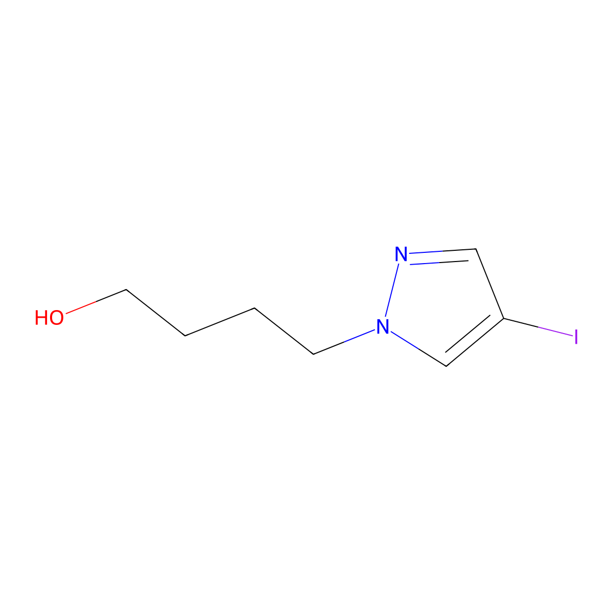 4-(4-iodo-1H-pyrazol-1-yl)butan-1-ol molecular structure, CAS 1408642-38-5