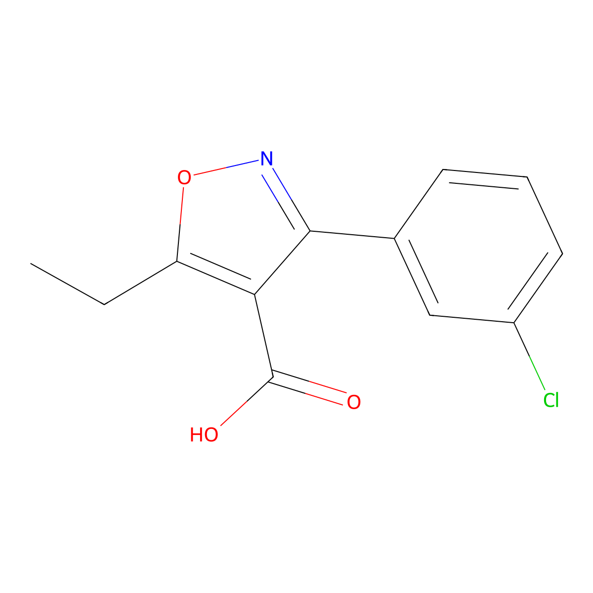 3-(3-Chlorophenyl)-5-ethylisoxazole-4-carboxylic acid molecular structure, CAS 1408652-34-5