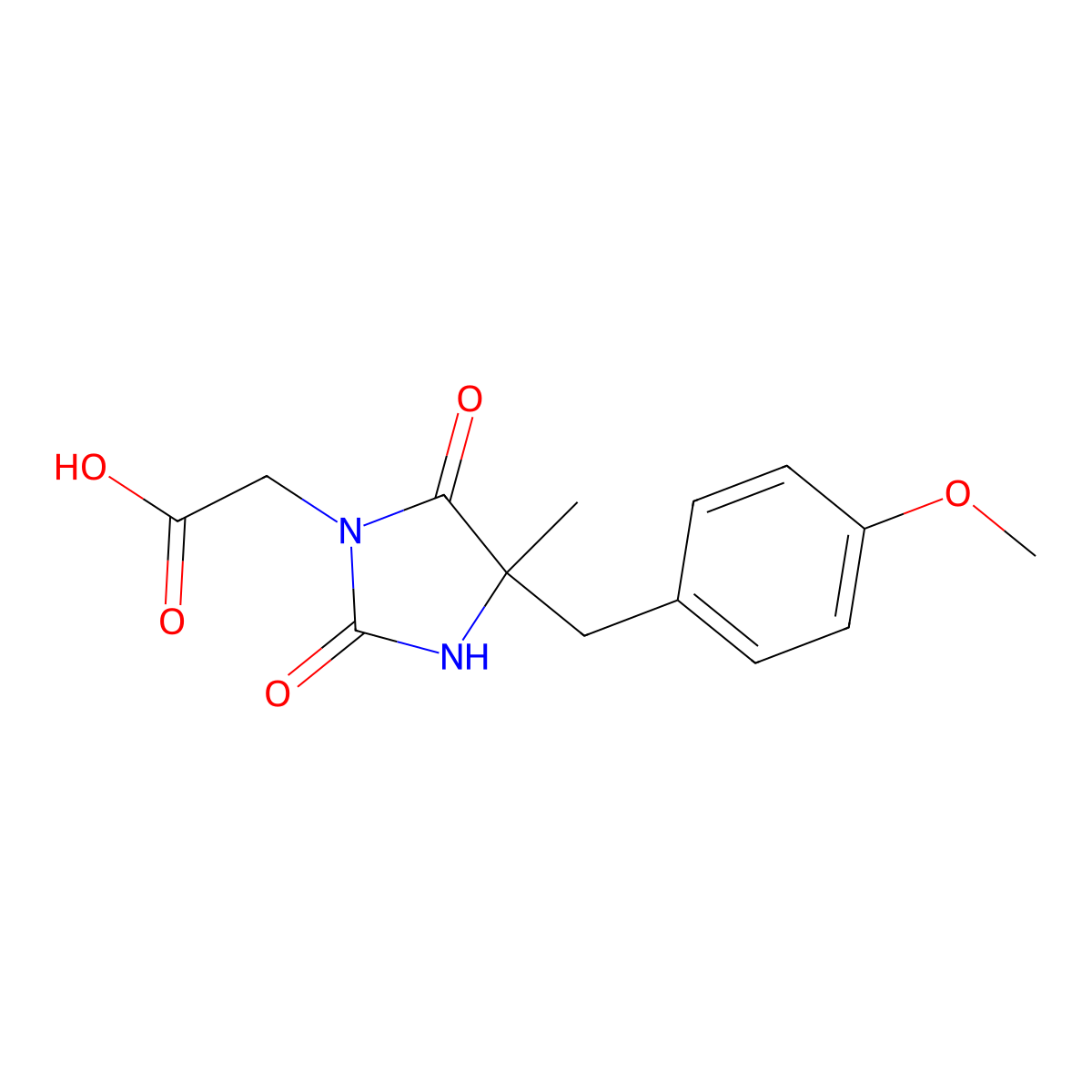 2-{4-[(4-Methoxyphenyl)methyl]-4-methyl-2,5-dioxoimidazolidin-1-yl}acetic acid molecular structure, CAS 1408660-91-2