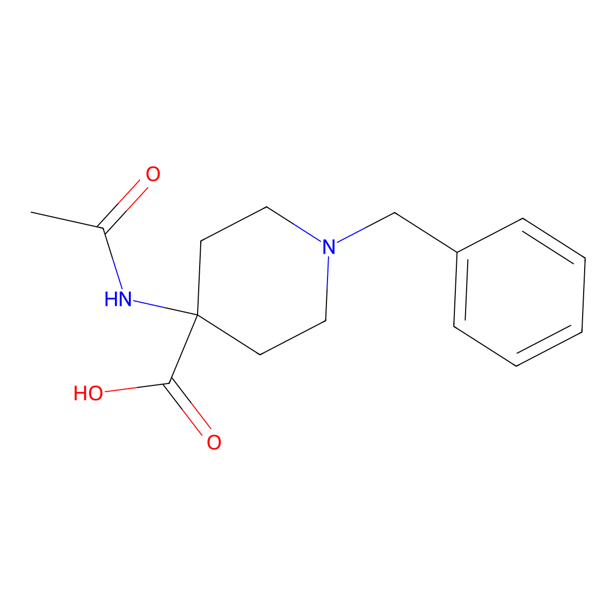 1-Benzyl-4-acetamidopiperidine-4-carboxylic acid molecular structure, CAS 1408670-45-0