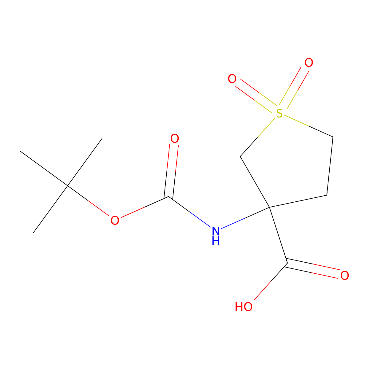 3-(((Tert-butoxy)carbonyl)amino)-1,1-dioxo-1lambda6-thiolane-3-carboxylic acid molecular structure, CAS 1408729-26-9