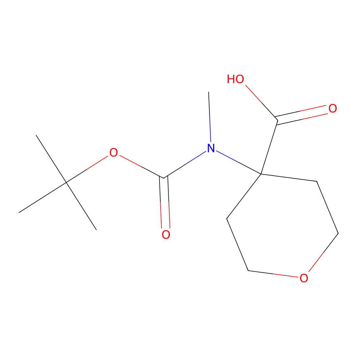 4-{[(Tert-butoxy)carbonyl](methyl)amino}oxane-4-carboxylicacid molecular structure, CAS 1408729-50-9