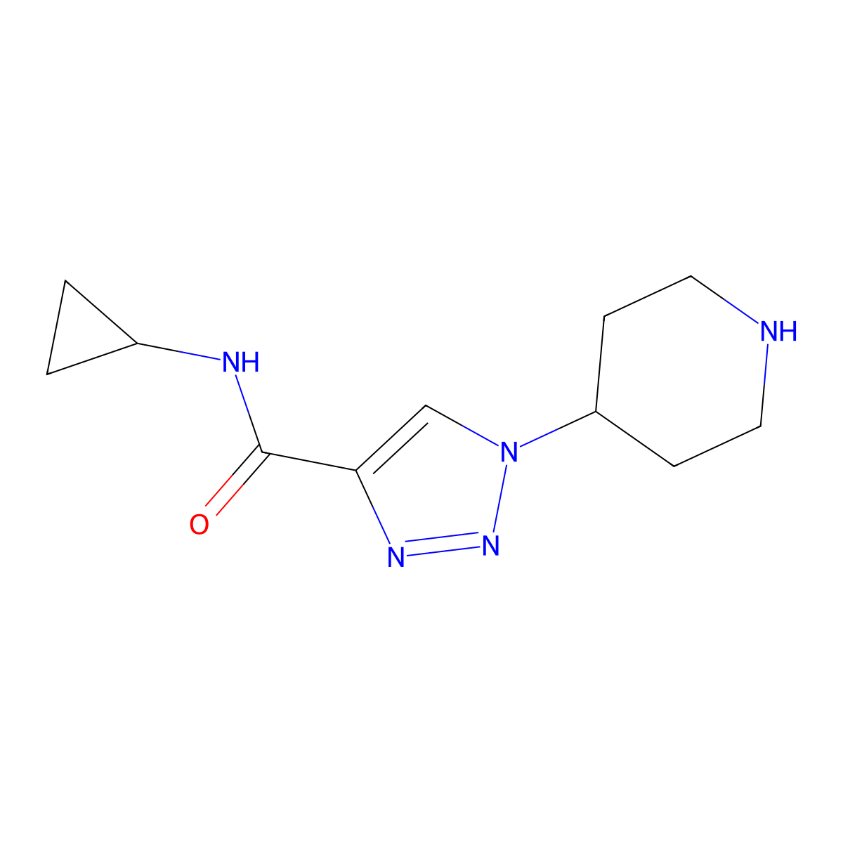N-Cyclopropyl-1-(piperidin-4-yl)-1H-1,2,3-triazole-4-carboxamide molecular structure, CAS 1408746-76-8
