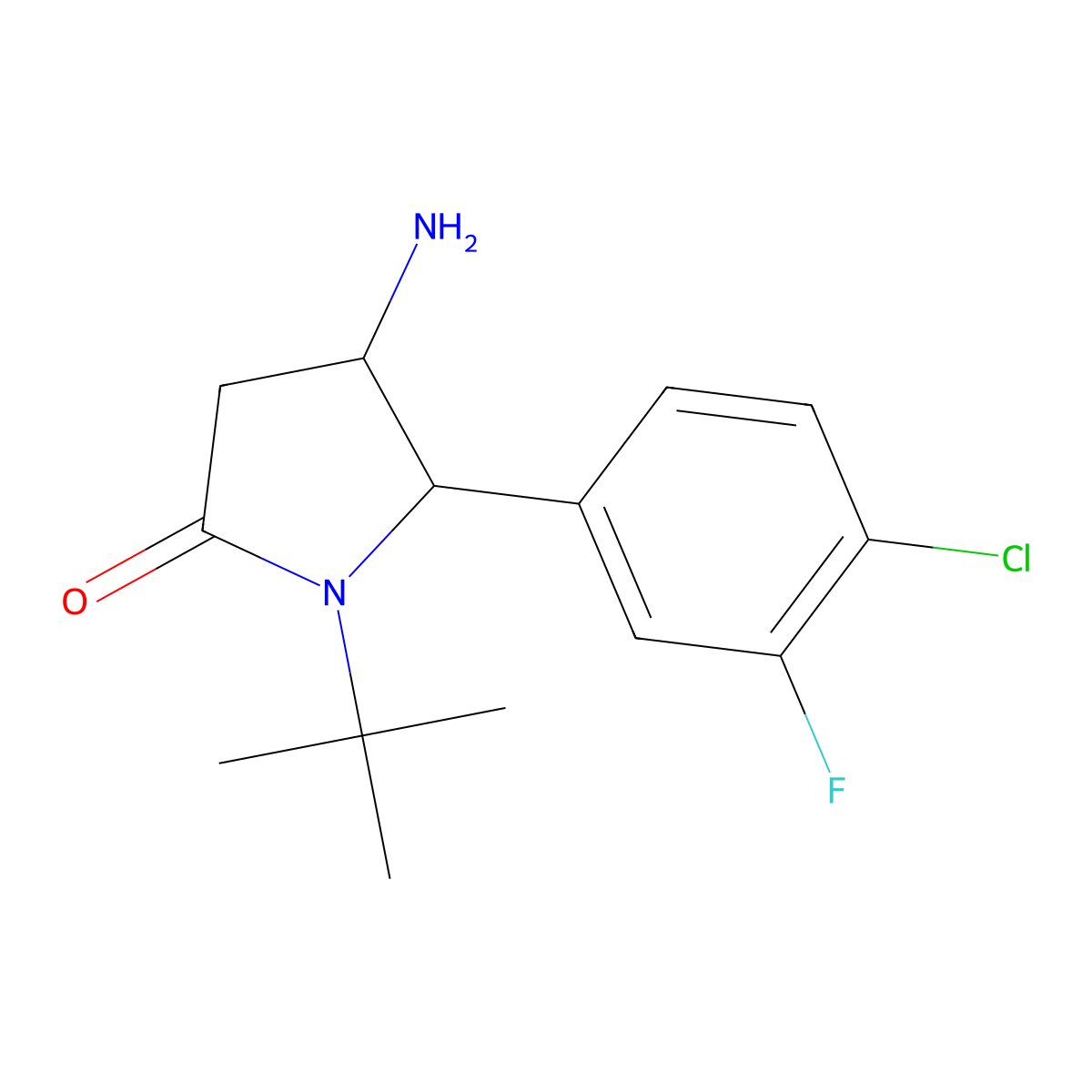 4-Amino-1-tert-butyl-5-(4-chloro-3-fluorophenyl)pyrrolidin-2-one molecular structure, CAS 1408816-67-0