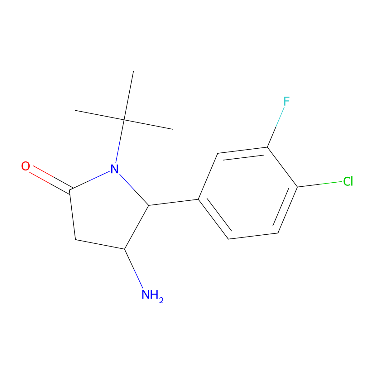4-Amino-1-tert-butyl-5-(4-chloro-3-fluorophenyl)pyrrolidin-2-one molecular structure, CAS 1408816-67-0