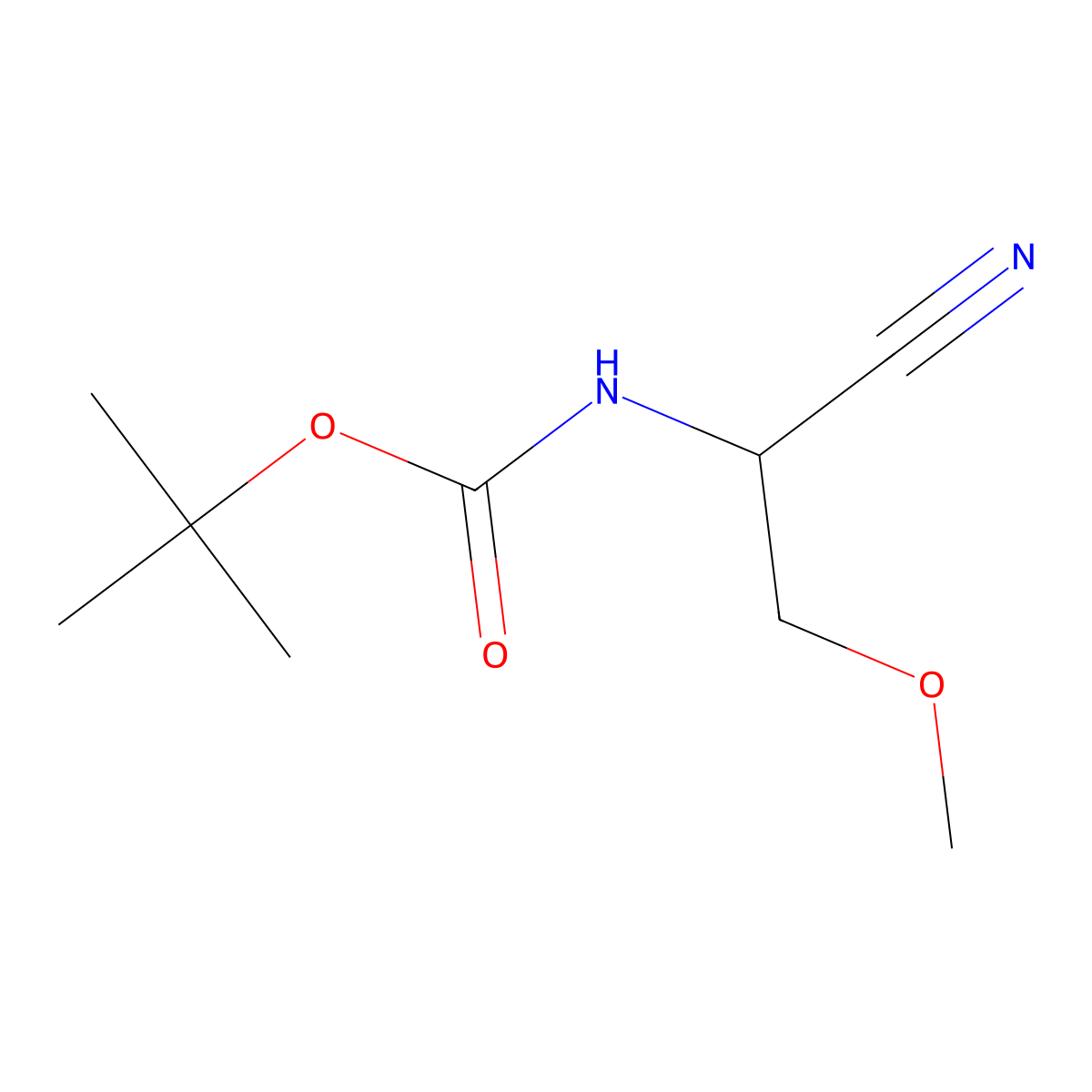 tert-butyl N-(1-cyano-2-methoxyethyl)carbamate molecular structure, CAS 140887-51-0