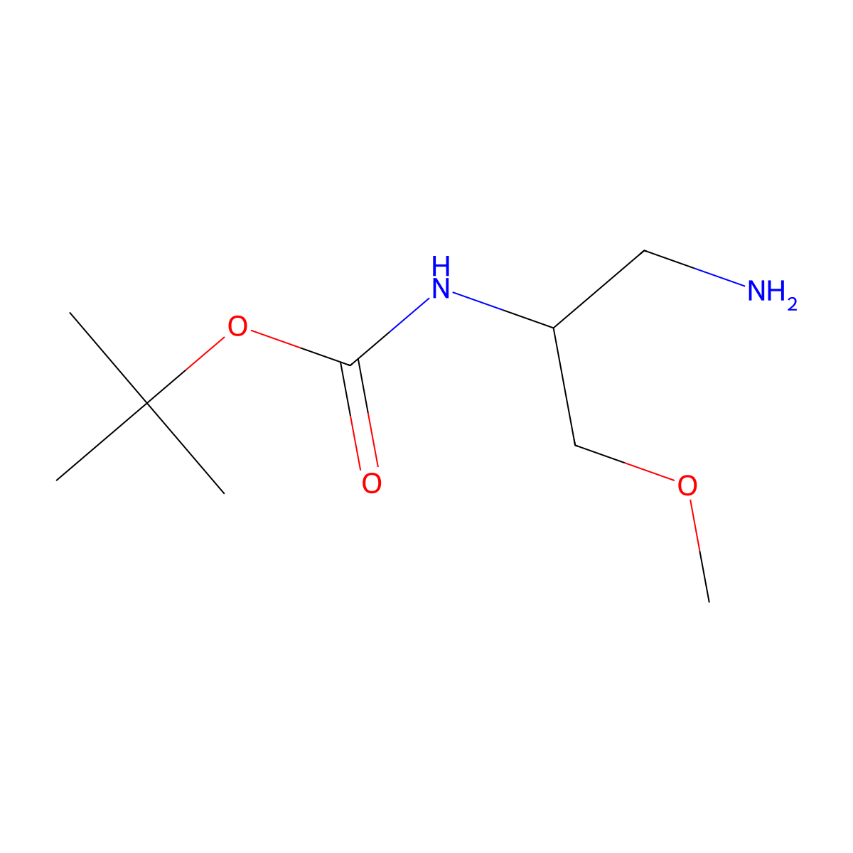tert-butyl N-(1-amino-3-methoxypropan-2-yl)carbamate molecular structure, CAS 140887-54-3