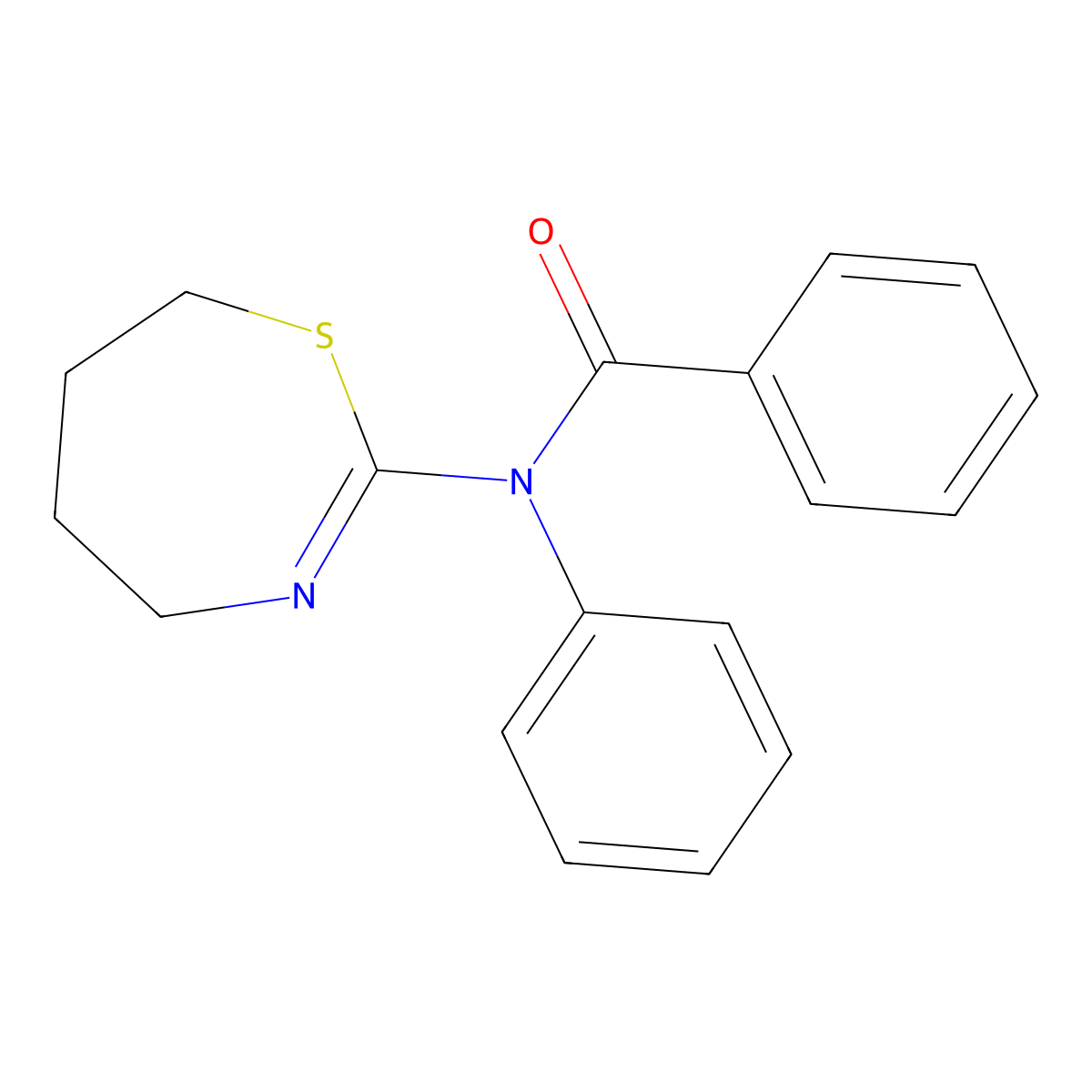 N-phenyl-N-(4,5,6,7-tetrahydro-1,3-thiazepin-2-yl)benzamide molecular structure, CAS 140888-96-6