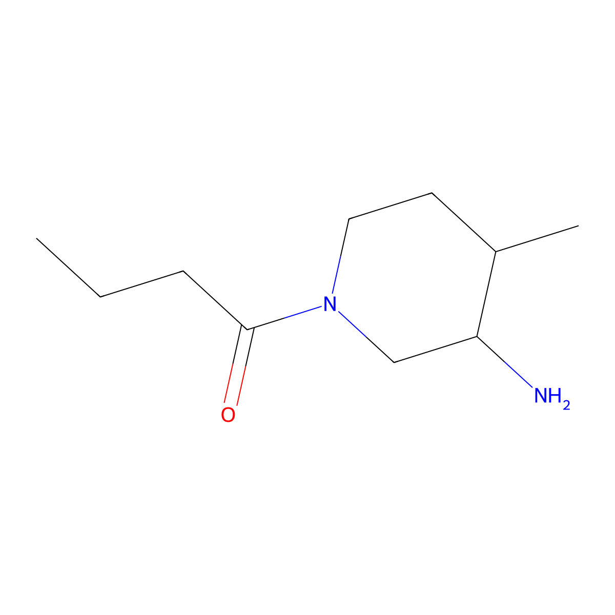 1-(3-Amino-4-methylpiperidin-1-yl)butan-1-one molecular structure, CAS 1408898-90-7