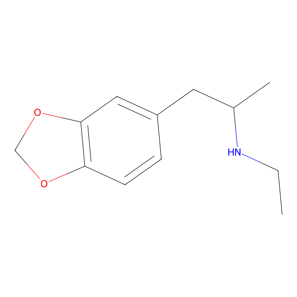 Methylenedioxyethamphetamine molecular structure, CAS 14089-52-2