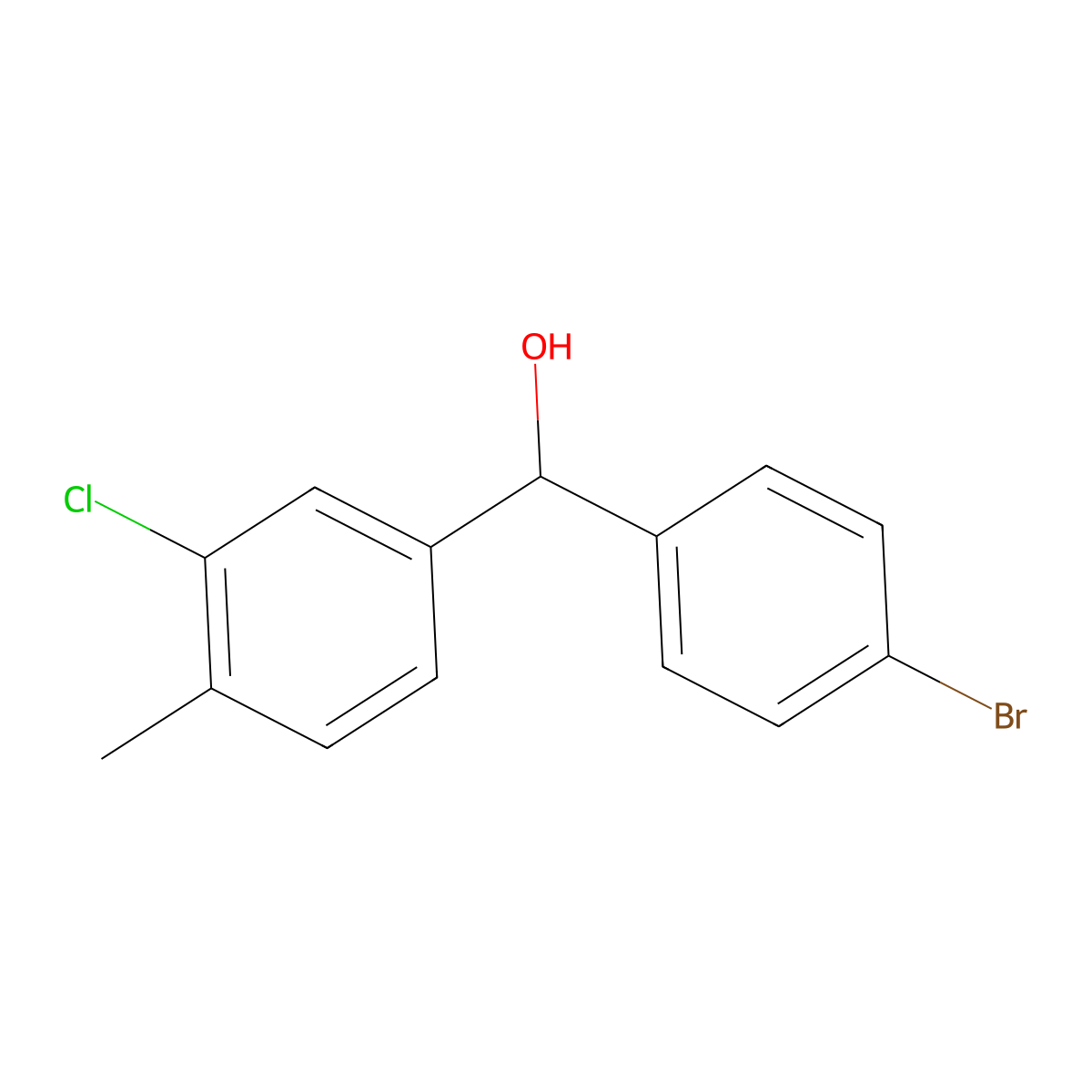 (4-Bromophenyl)(3-chloro-4-methylphenyl)methanol molecular structure, CAS 1408913-07-4