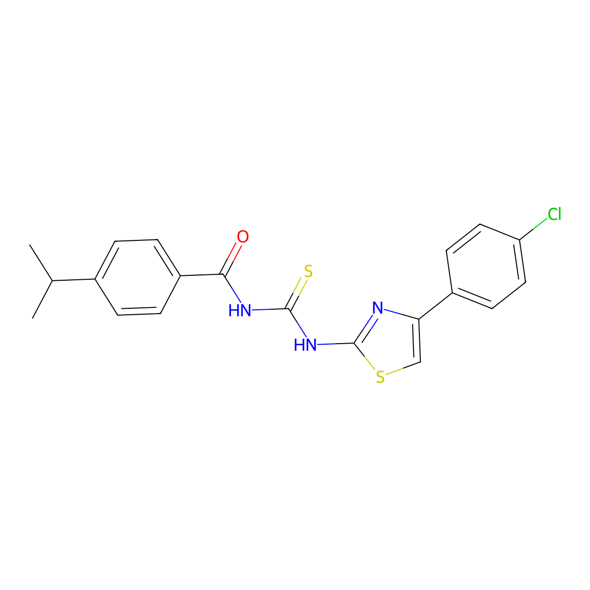 N-[[4-(4-chlorophenyl)-1,3-thiazol-2-yl]carbamothioyl]-4-propan-2-ylbenzamide molecular structure, CAS 140892-99-5