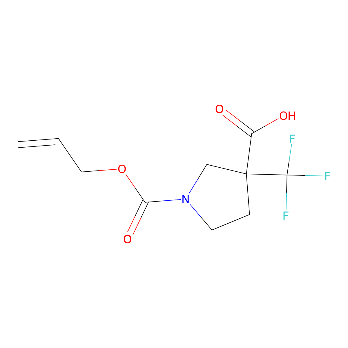1-[(Prop-2-en-1-yloxy)carbonyl]-3-(trifluoromethyl)pyrrolidine-3-carboxylic acid molecular structure, CAS 1408947-81-8