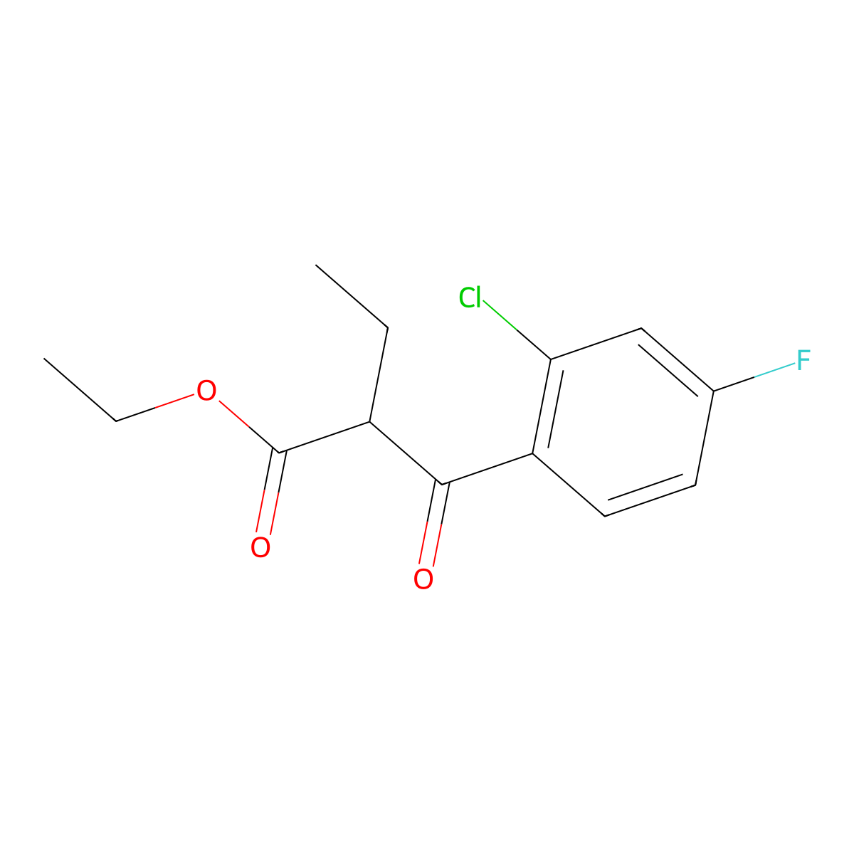 Ethyl 2-(2-chloro-4-fluorobenzoyl)butanoate molecular structure, CAS 1408992-02-8