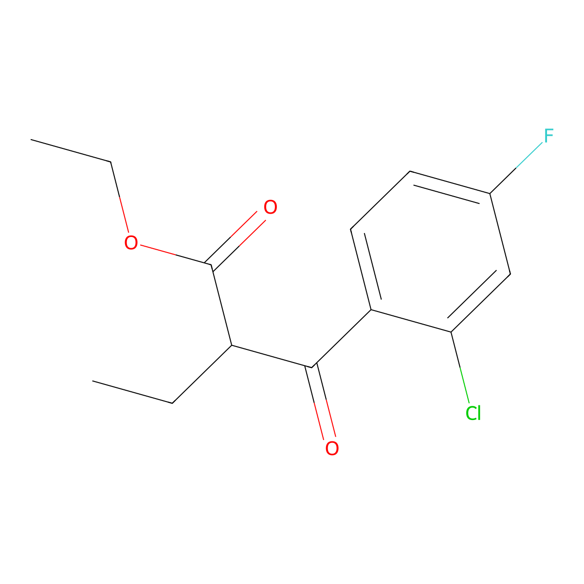 Ethyl 2-(2-chloro-4-fluorobenzoyl)butanoate molecular structure, CAS 1408992-02-8
