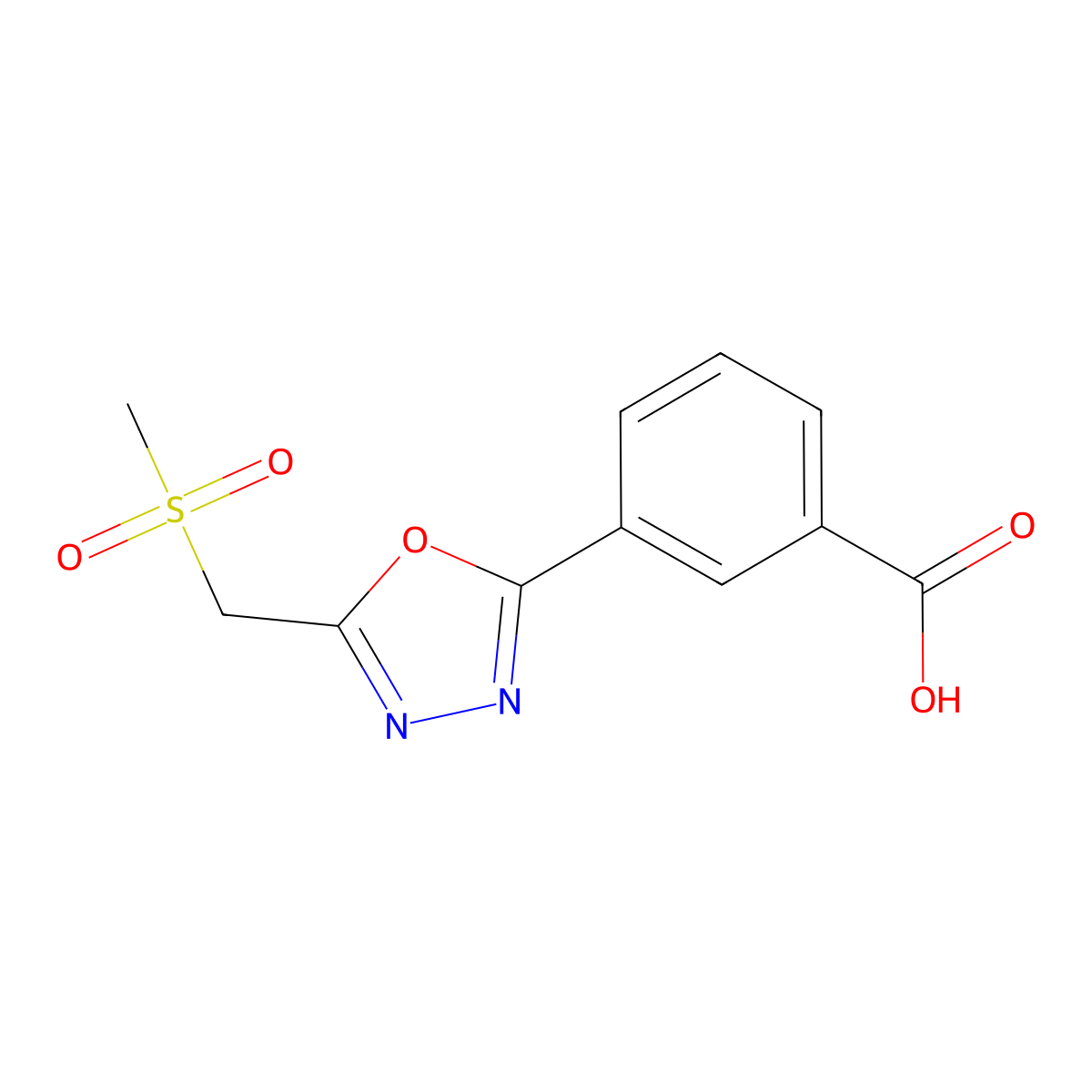 3-[5-(Methanesulfonylmethyl)-1,3,4-oxadiazol-2-yl]benzoic acid molecular structure, CAS 1409023-06-8