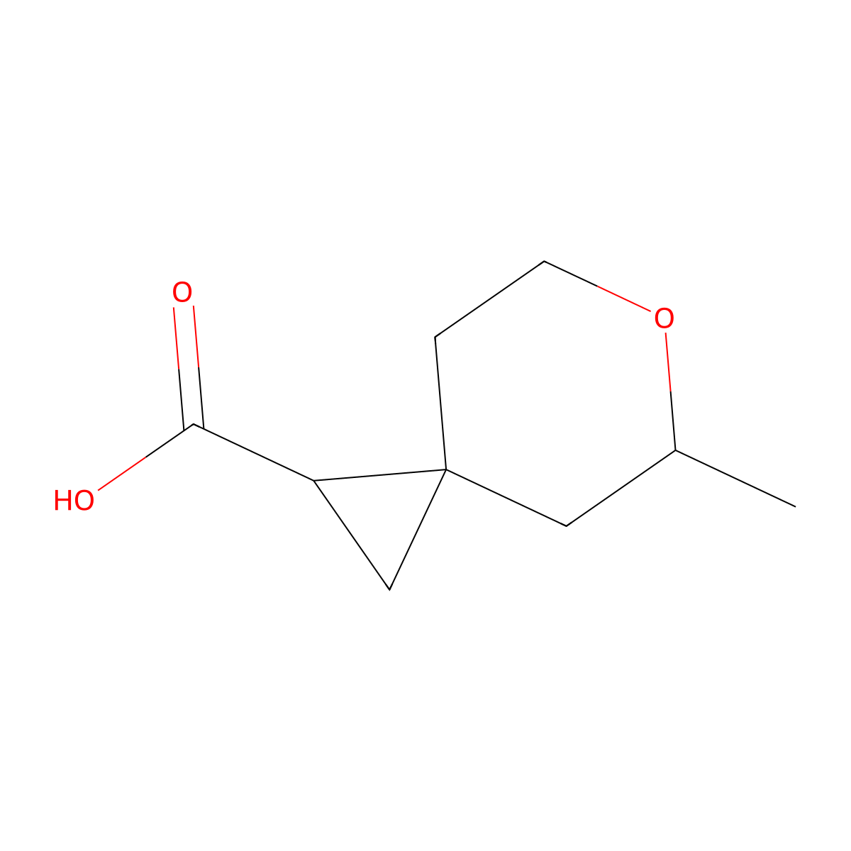 5-Methyl-6-oxaspiro(2.5)octane-1-carboxylic acid molecular structure, CAS 1409024-84-5