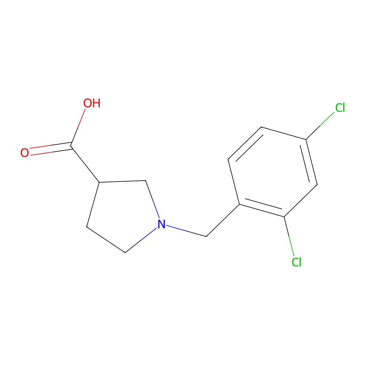 1-[(2,4-Dichlorophenyl)methyl]pyrrolidine-3-carboxylic acid molecular structure, CAS 1409030-35-8