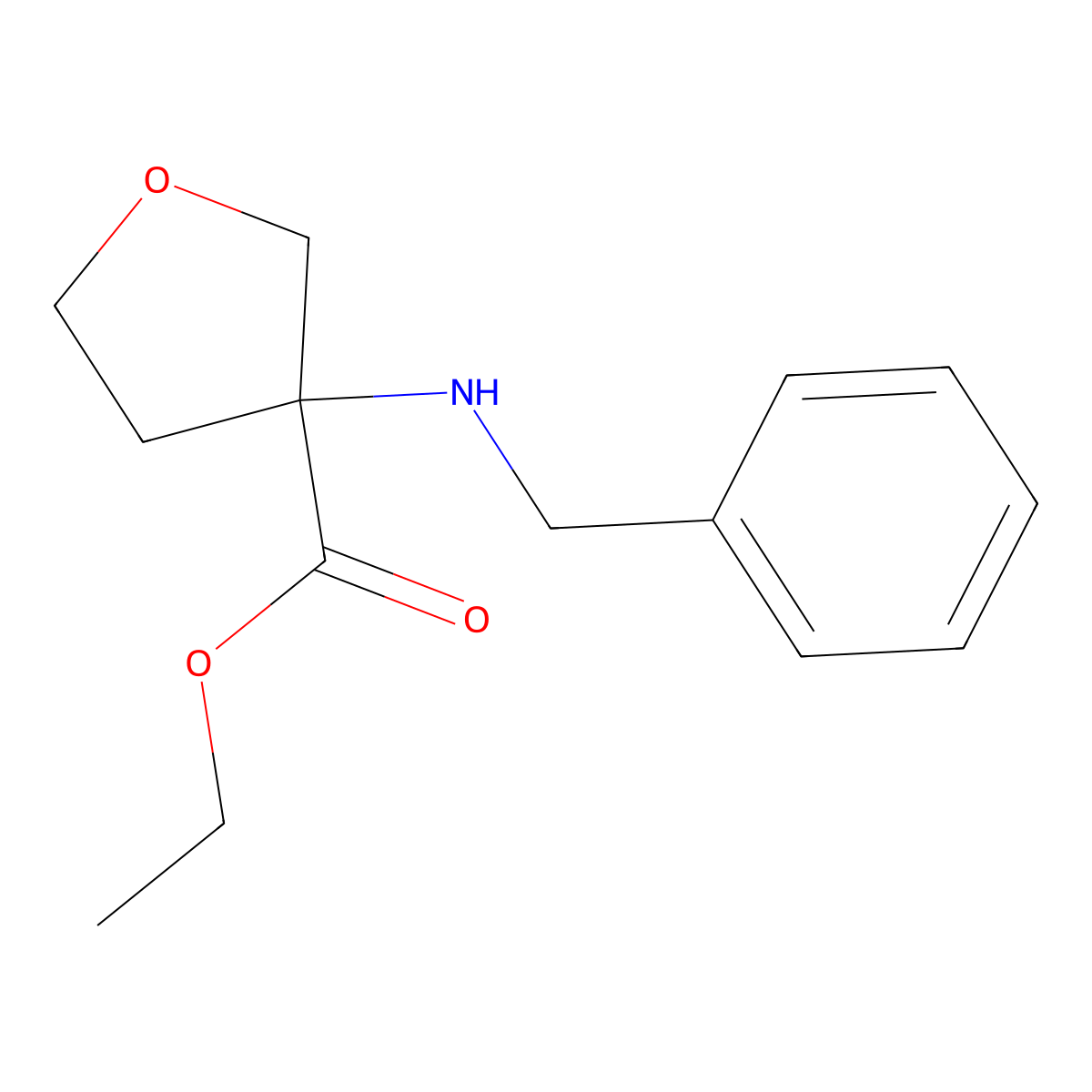 Ethyl 3-(benzylamino)oxolane-3-carboxylate molecular structure, CAS 1409056-23-0