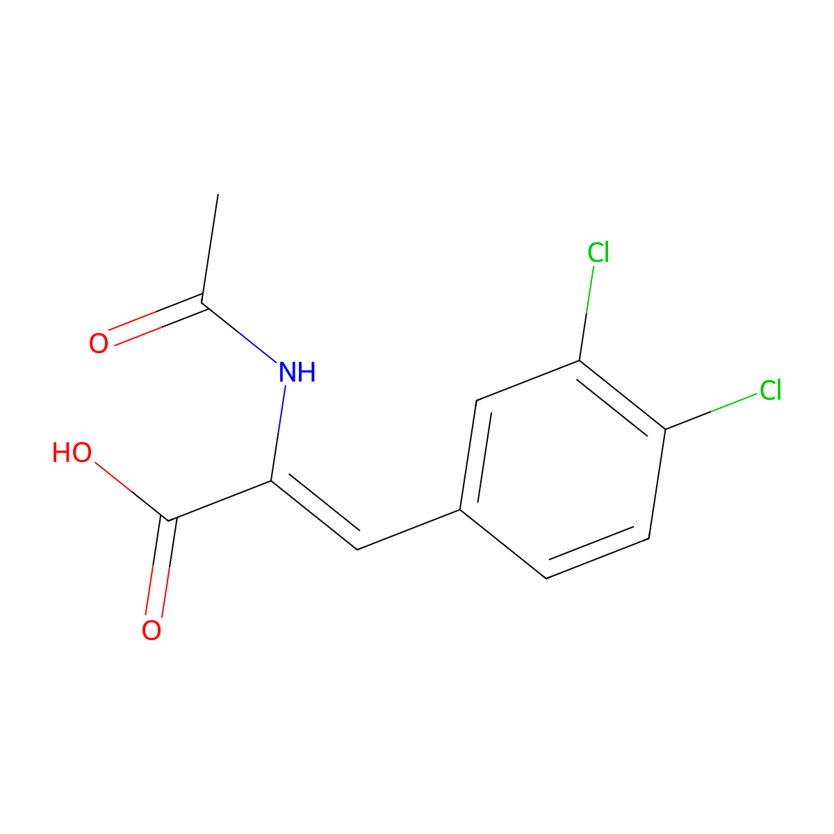 2-Acetylamino-3-(3,4-dichloro-phenyl)-acrylic acid molecular structure, CAS 14091-10-2