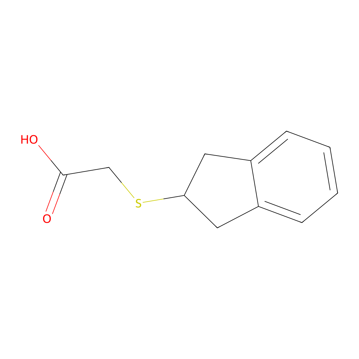 2-((2,3-Dihydro-1H-inden-2-yl)thio)acetic acid molecular structure, CAS 14091-22-6
