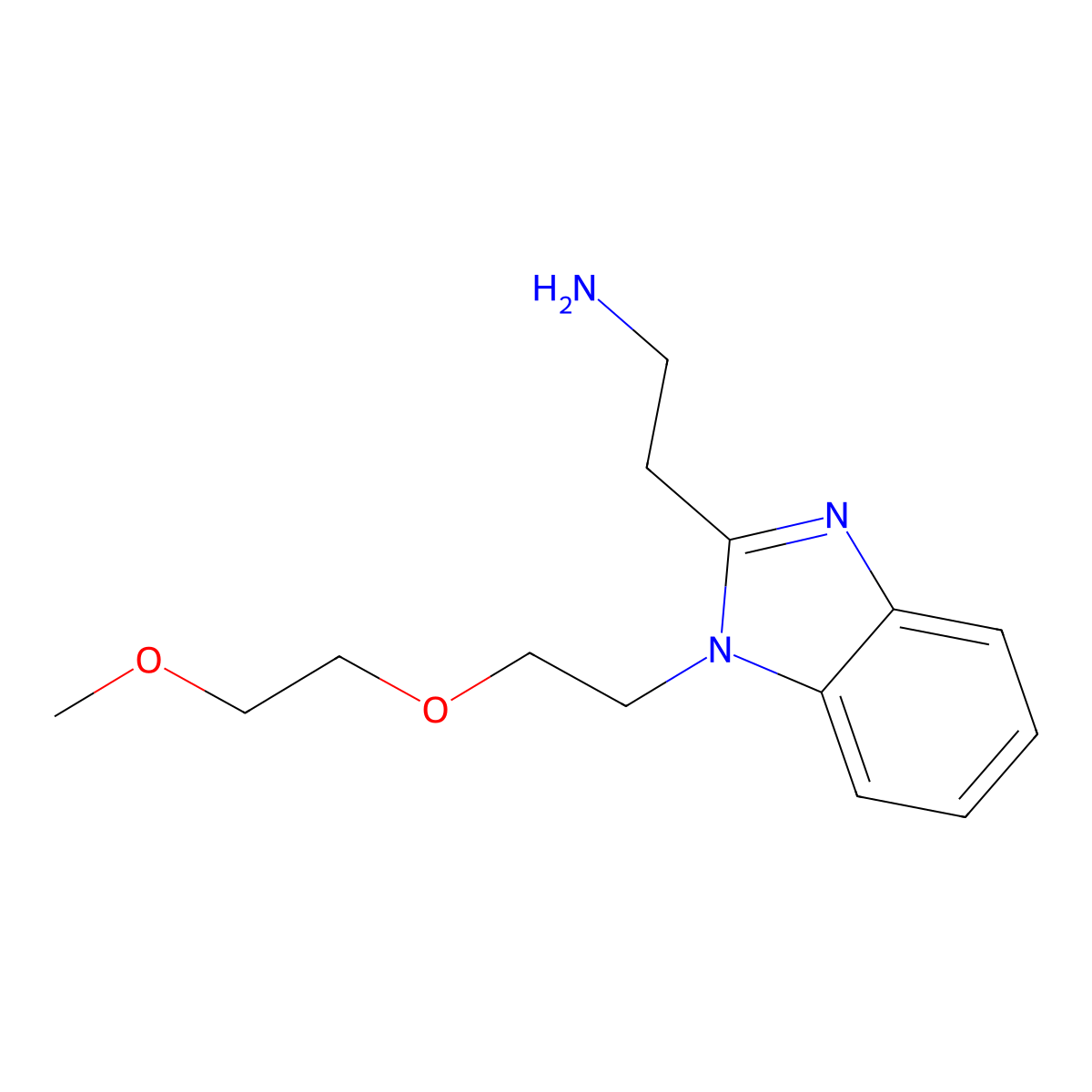 2-{1-[2-(2-methoxyethoxy)ethyl]-1H-1,3-benzodiazol-2-yl}ethan-1-amine molecular structure, CAS 1409178-19-3