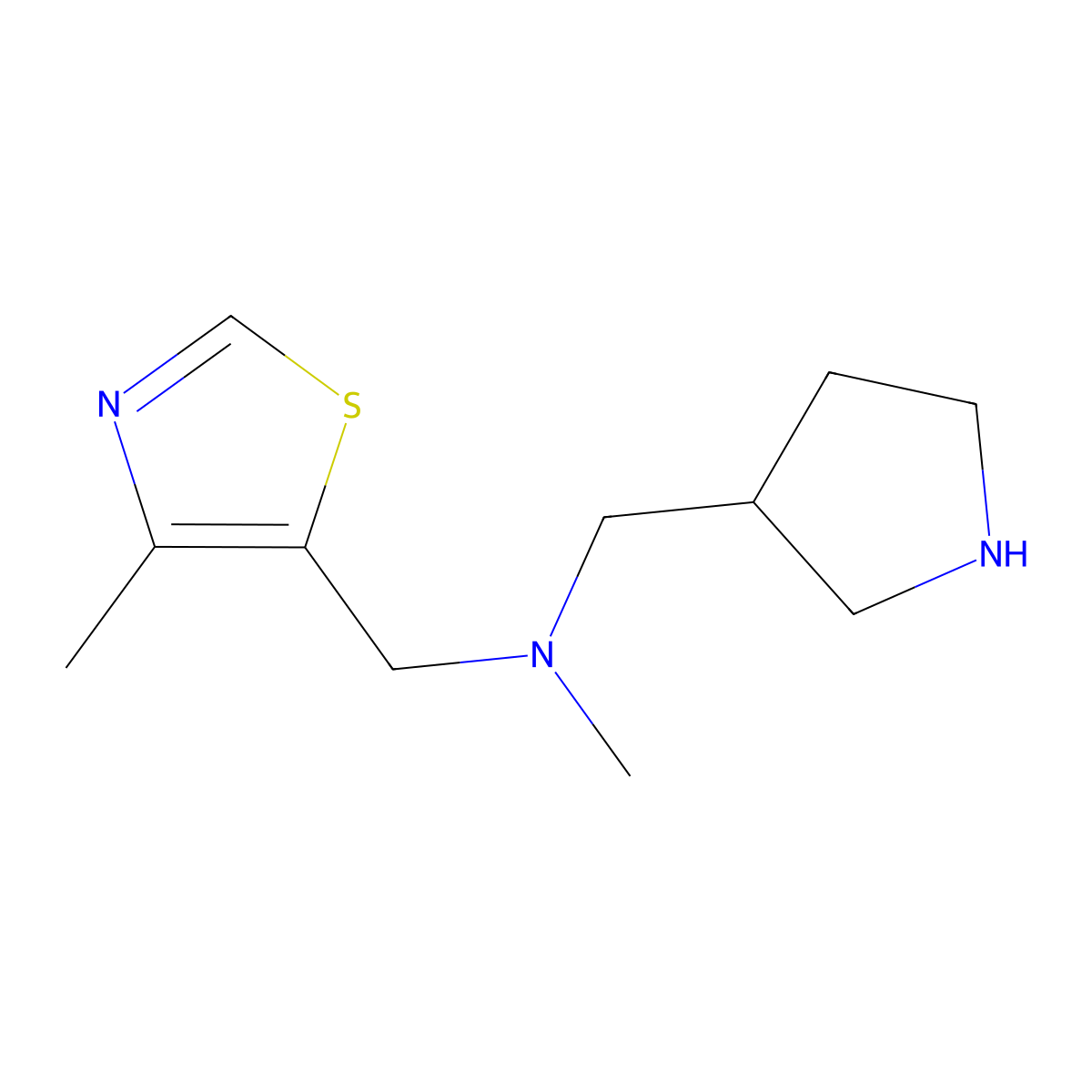 Methyl[(4-methyl-1,3-thiazol-5-yl)methyl](pyrrolidin-3-ylmethyl)amine molecular structure, CAS 1409185-92-7